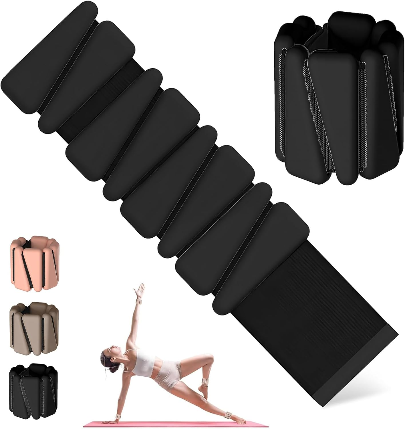 AIMANWEI Pilates Wrist Ankle Weights for Women,Set of 2(1 Lb/2 Lb Each) Adjustable Weights Training Intensity for Yoga, Dance, Pilates, Pool Exercises and Jogging for Women Men