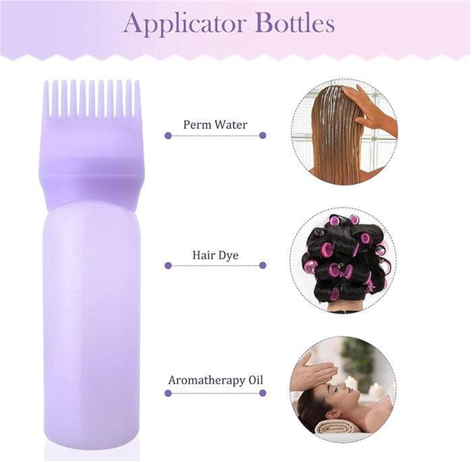 Comb Bottle Applicator - Portable Hair Dye Applicator Brush | Applicator Bottle Root Comb Color Applicator Bottle with Graduated Scale for Hair image number 2