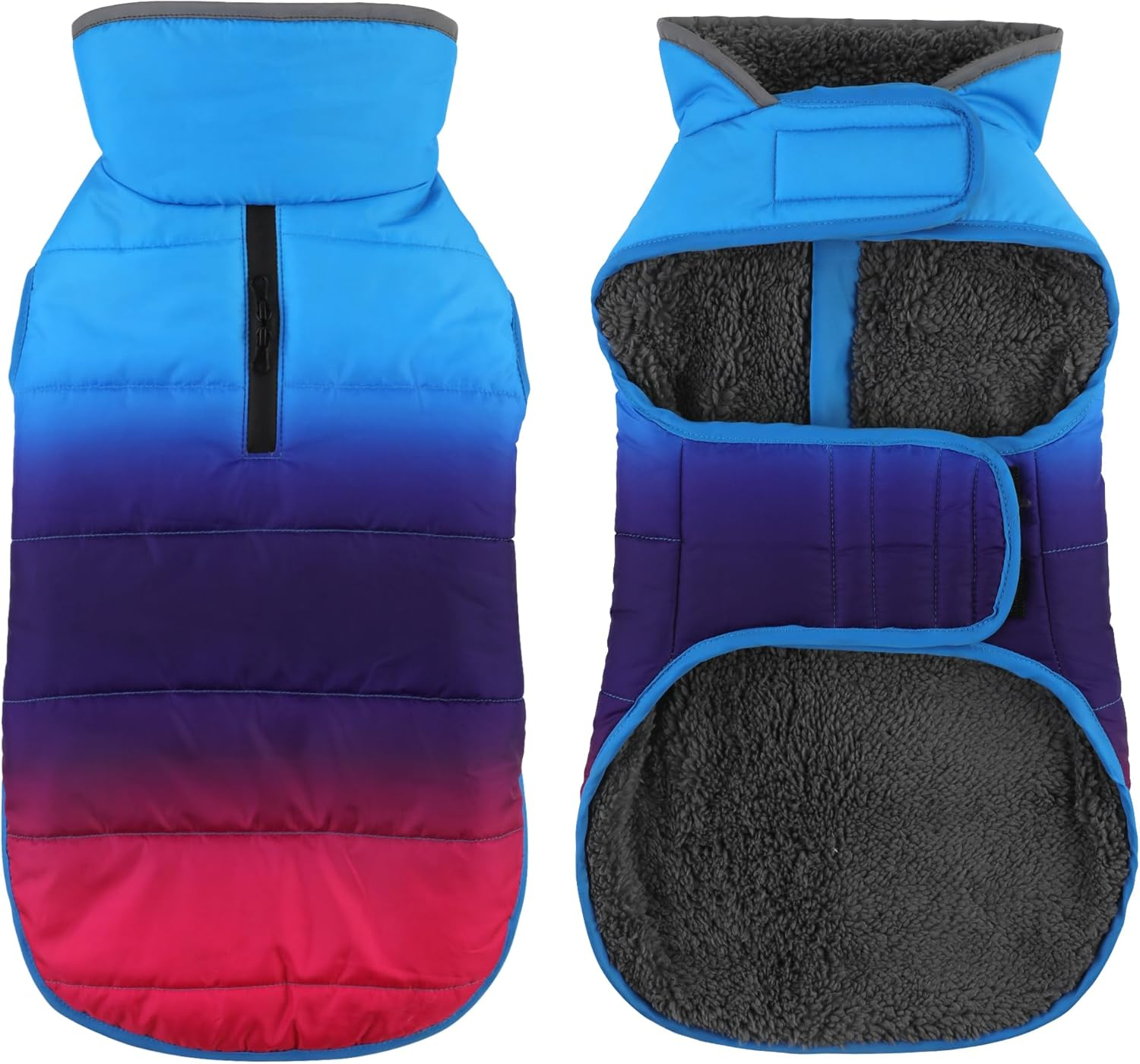 Petglad Dog Winter Coat, Waterproof Dog Jacket with Leash Hole, Reflective Warm Dog Snow Jacket Windproof Fleece Vest, Dog Clothes Outfits for Small Medium Large Dogs - Blue, M