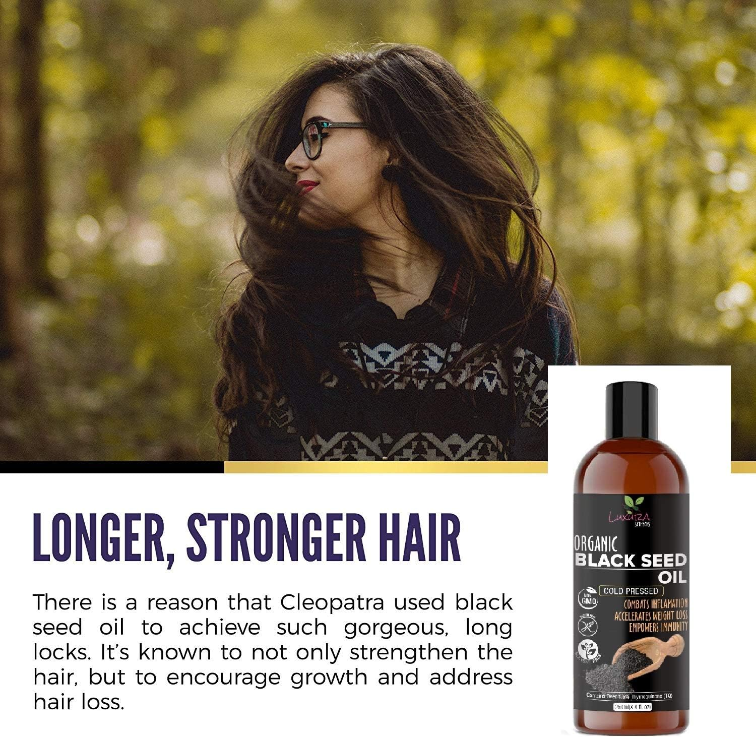 Luxura Sciences Black Seed (Kalonji) Hair Oil for Hair Growth, Cold Pressed, 100% Pure and Natural, 250 Ml image number 1