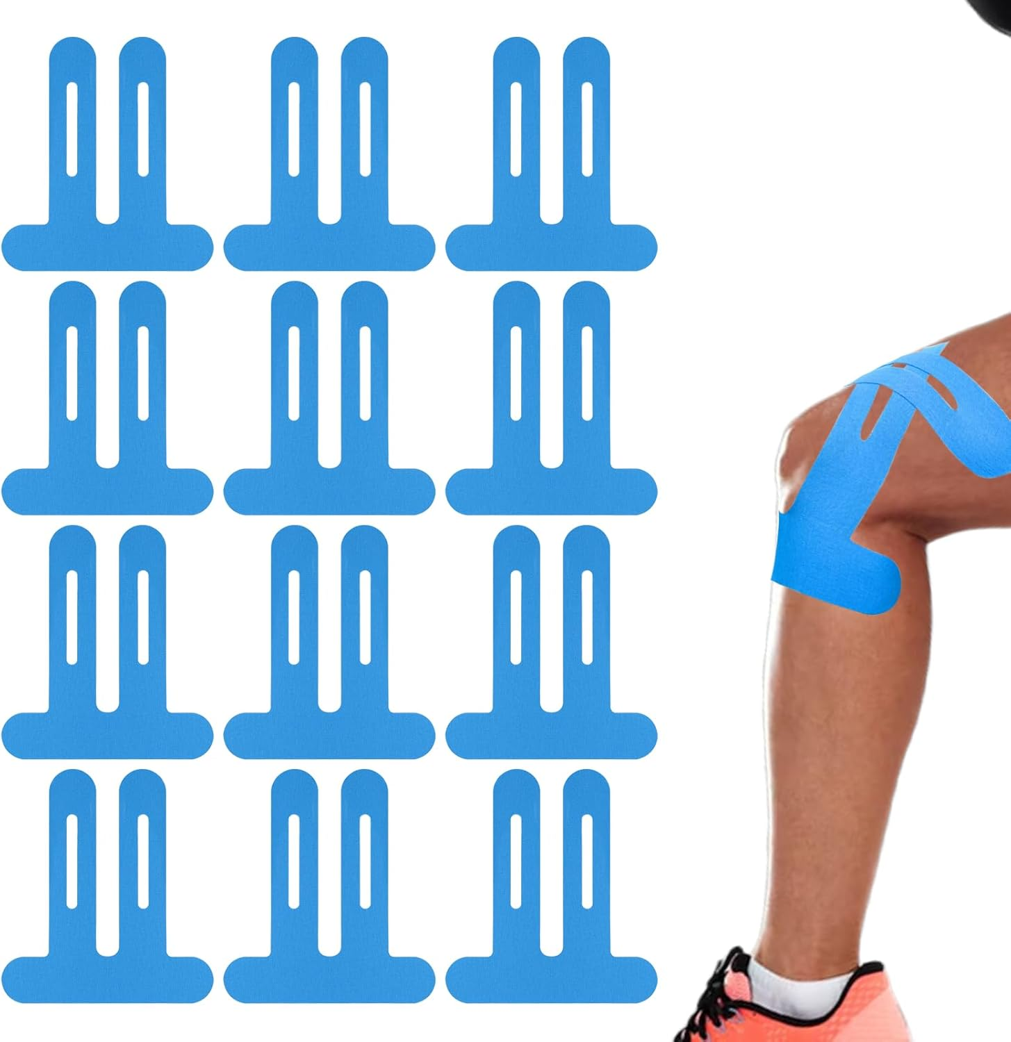 Kinesiology Tape, 12Pcs Sports Tape, Physio Tape, Pre-Cut Kinesiotapes Knee, Waterproof Physio Sport Strip Set for Joints Muscle Pain Relief, Skin-Friendly Kinesiotapes Strips for Running image number 2