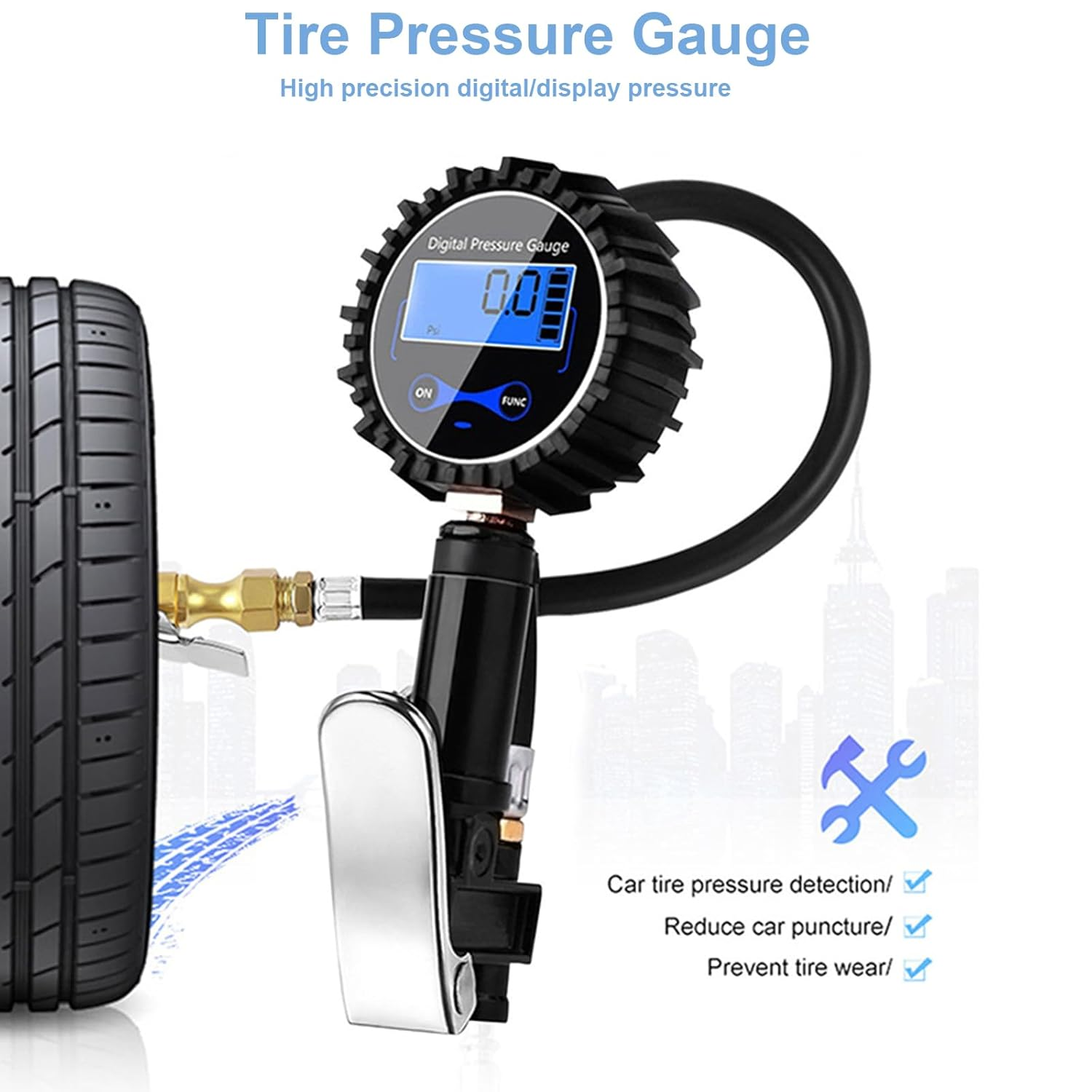 KOZTOL Digital Tire Pressure Gauge with Pressure Gauge, 200 PSI Heavy Duty Air Chuck and Compressor Accessories with Rubber Hose and Quick Connect Coupler, Portable Air Compressor image number 1
