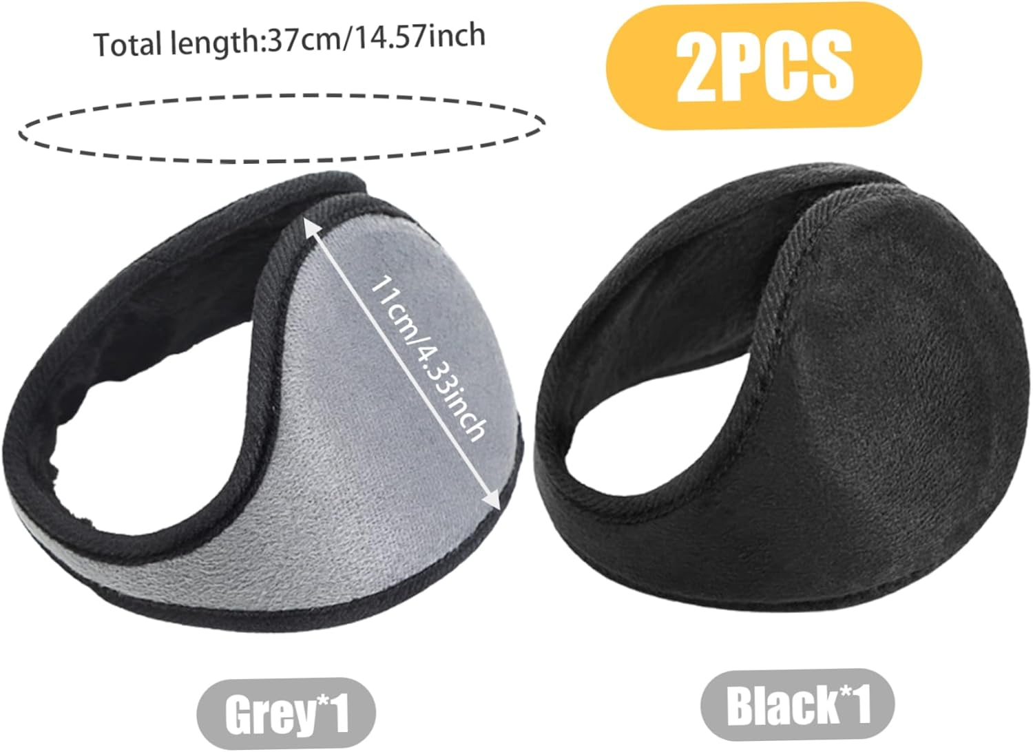 Ear Muffs 2Pcs Winter Fluffy Ear Muffs Behind-The-Head Adjustable & Foldable Ear Covers Protection for Cold Weather Running Skiing image number 3