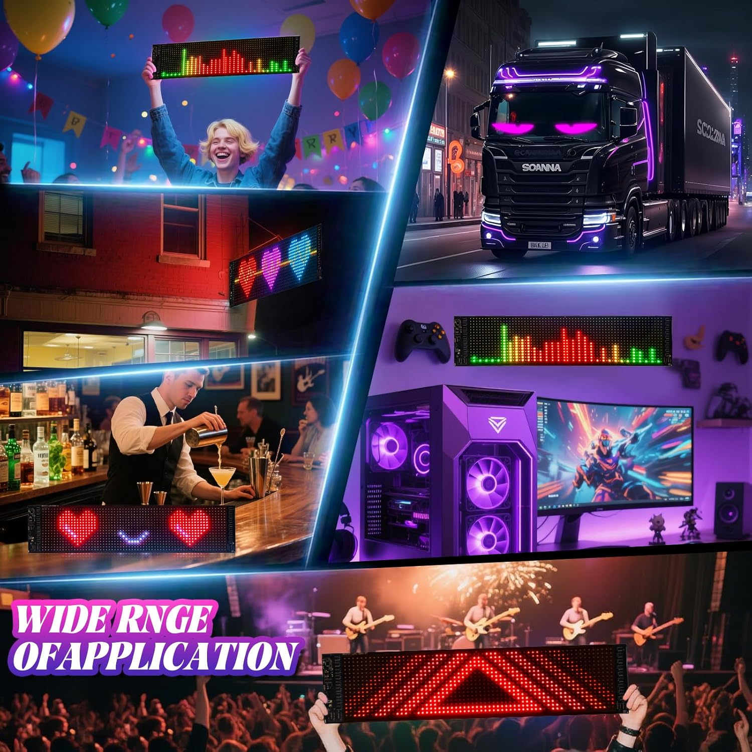 Devil Eyes Light for Car Windshield - 23.4"X4.7" Programmable RGB Accent Lights with APP Control, Custom Text & Music Sync - Easy Install Waterproof Warning Lights for Car, SUV, Truck (2-Pack) image number 2