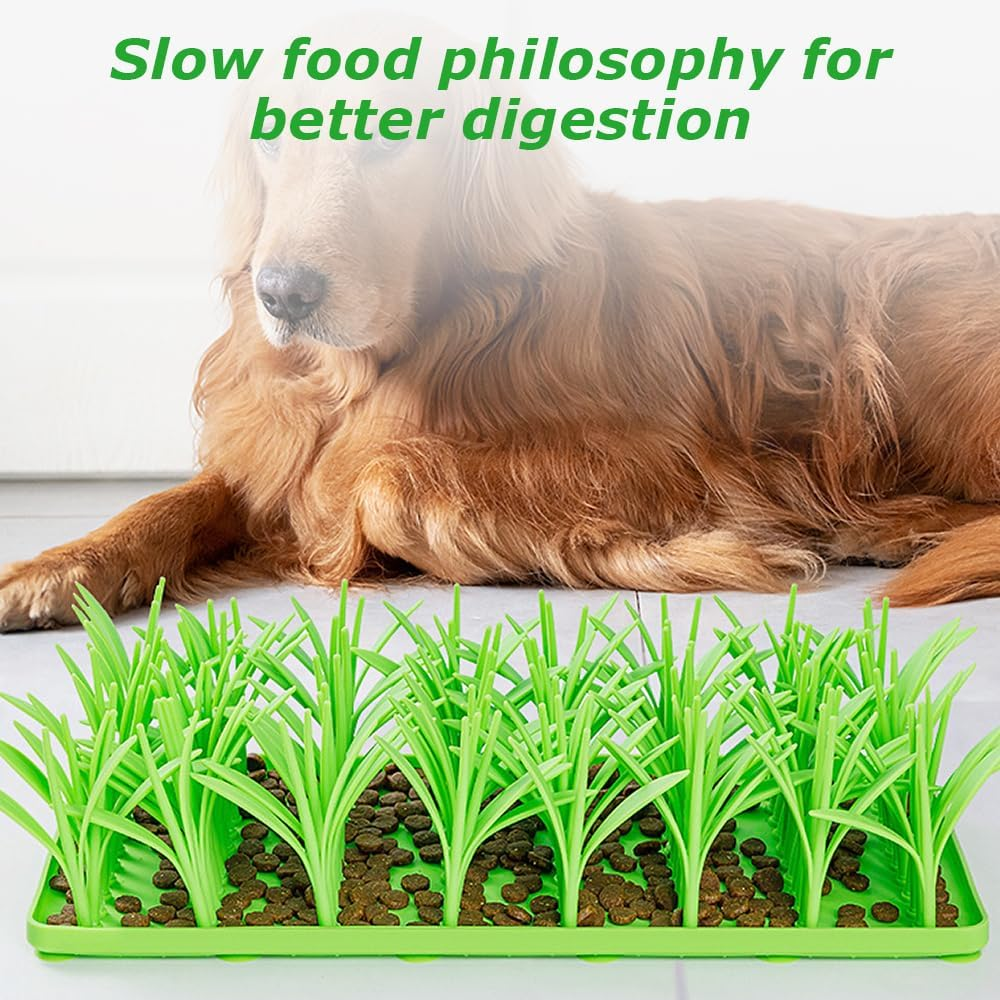 Silicone Grass Mat for Cats, Pet Slow Feeding Foraging Mat, Foraging Snuffle Mat for Dog/Cat, Pet Chew Toy Training Feed Game Easy to Clean (Green) image number 2