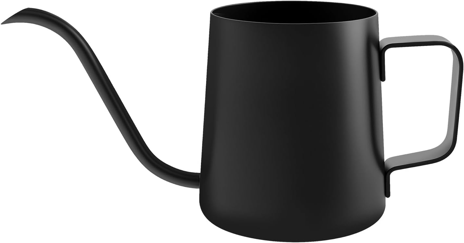 Fwqofvk 12Oz/350Ml Small Watering Can, 304 Stainless Steel Plant Watering Can with Ergonomic Handle, Rustproof Watering Pot for Indoor Plants (Black)