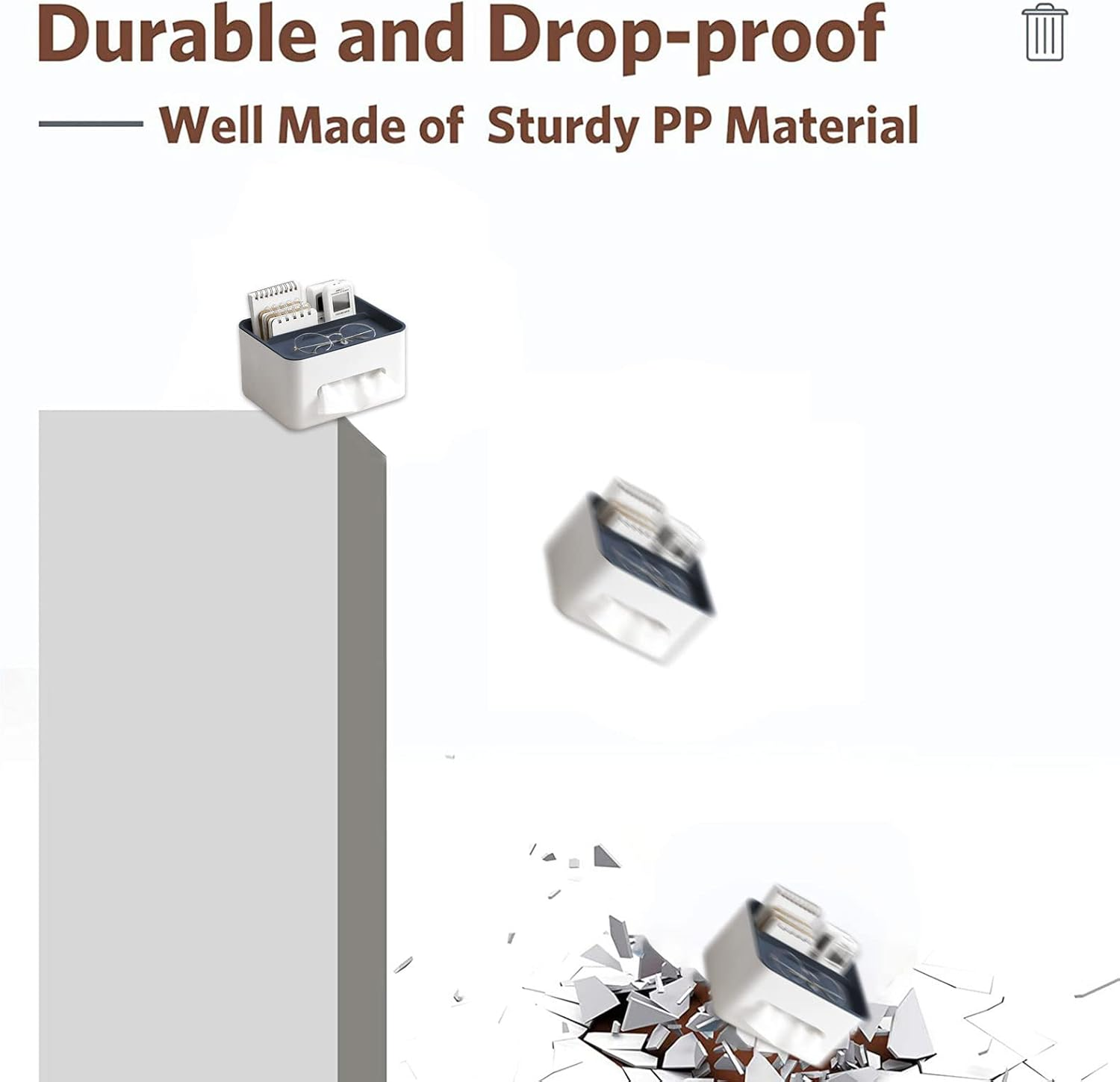 Rectangular Tissue Box Cover Holder with Storage Napkin Tissue Box Holder with Stationery Remote Control Box Decorative Tissue Pen Remote Organizer for Home/Office/Car/Restaurant Blue image number 1