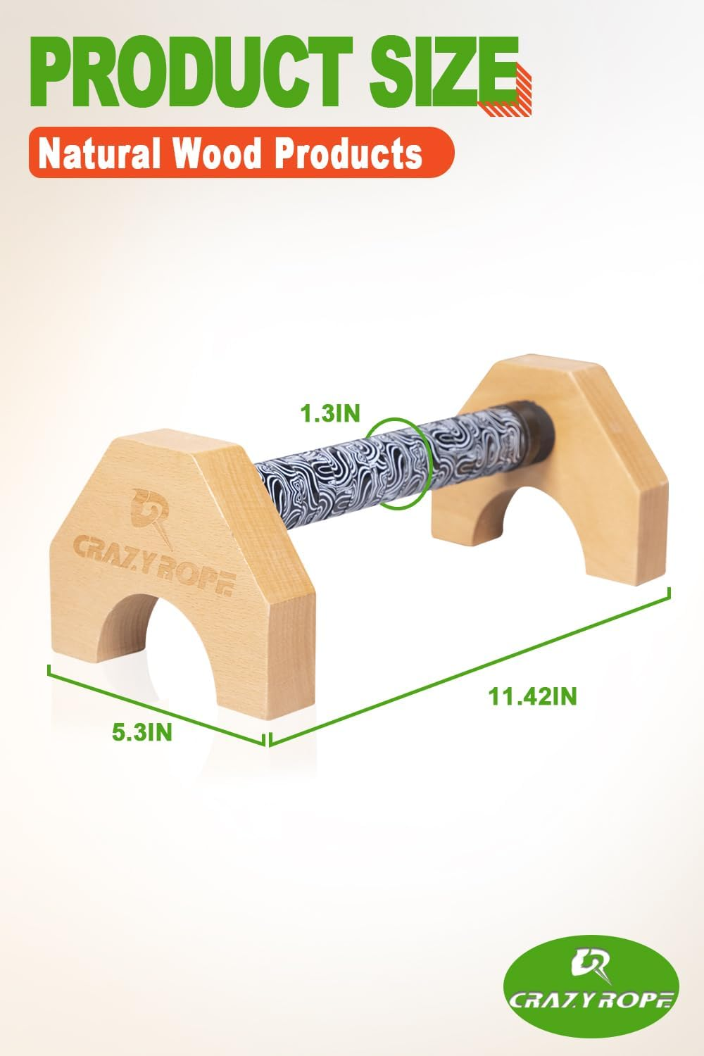 Wooden Parallettes with Wrist Wraps, Push up Bar Push up Handle, Calisthenics Equipment for Fitness, Gymnastics, Aerobics, Home Workout Equipment for Men & Women image number 4