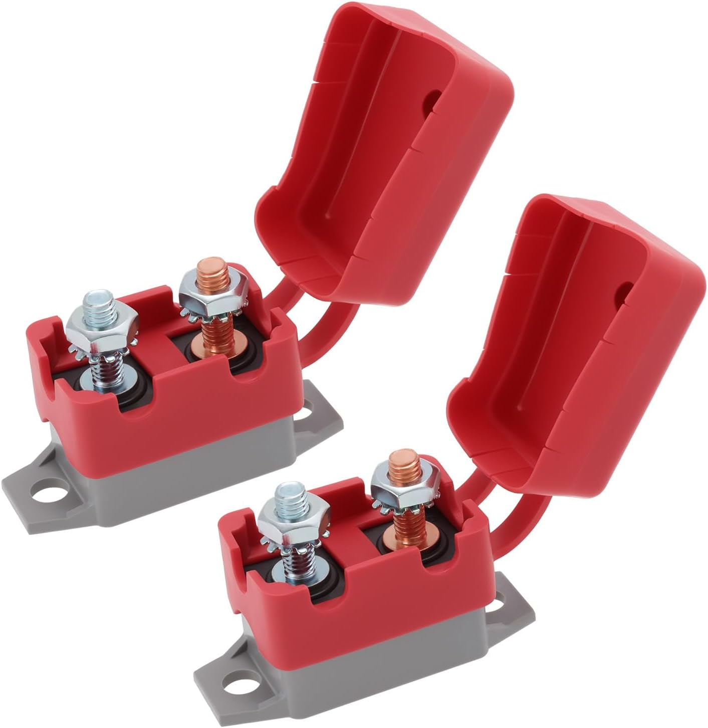 VGOL 2 Sets 30A Automatic Reset Circuit Breaker 6-48V Circuit Breaker Dual Battery Fuse with Cover Bolt for Car Marine Truck RV Buse Mower Motorbike Boat image number 4