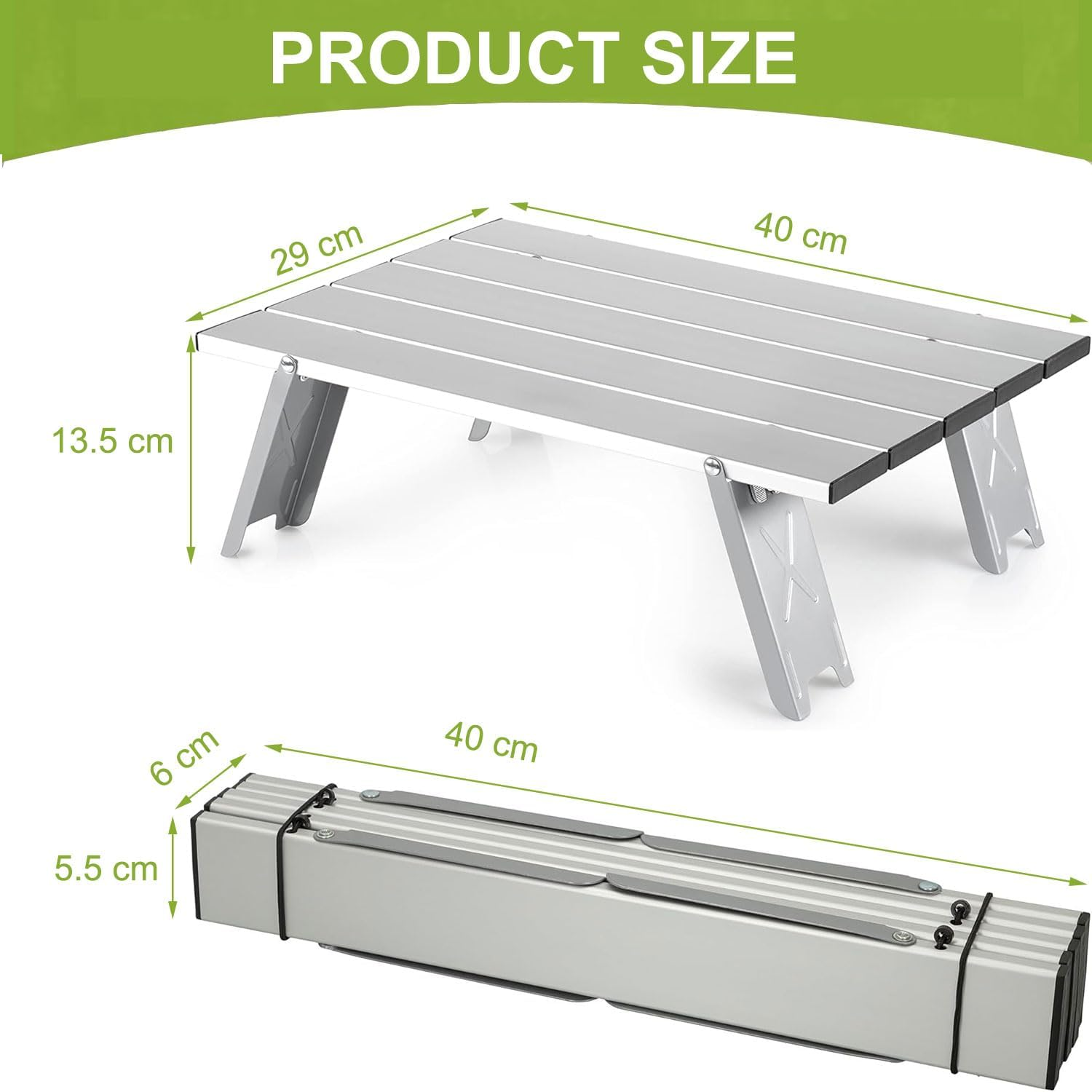 Table Outdoor Mini Small Camping Table, Portable Folding Beach Table Mini Camping Table Aluminum, Ultralight Picnic Table with Carry Bag for Outdoor Travel, Picnic, Car Camping, Beach (Silver) image number 3