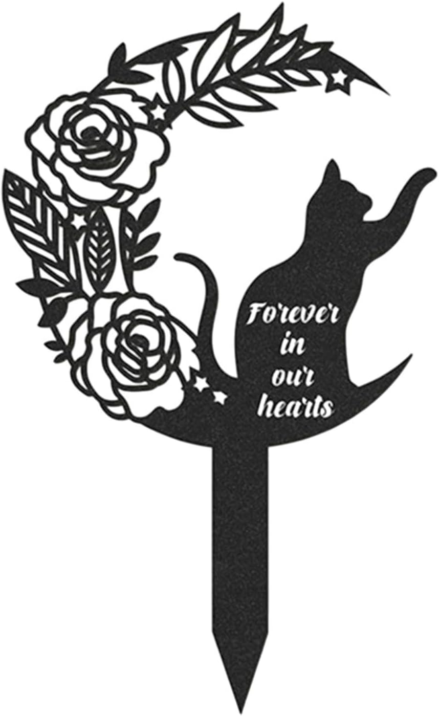 MFMEXUL Cat Memorial Post, Pet Memorial Grave Marker, Silhouette, Statue, Cat, Metal, Decorative Stake for Garden, outside Terrace, Courtyard image number 5