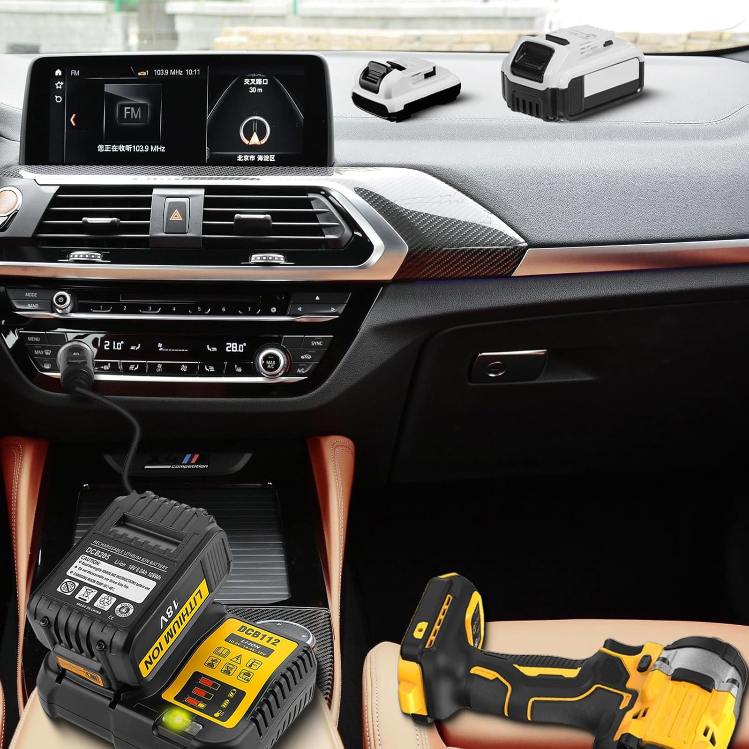 For De Walt 20V 12V 14.4V Charger,Dcb119 Car Battery Charger Compatible with 12V,14.4V 20V & 18V MAX Lithium Ion Battery DCB203 DCB206 DCB120 Cigarette Lighter Plug 3A Vehicle Charger image number 2