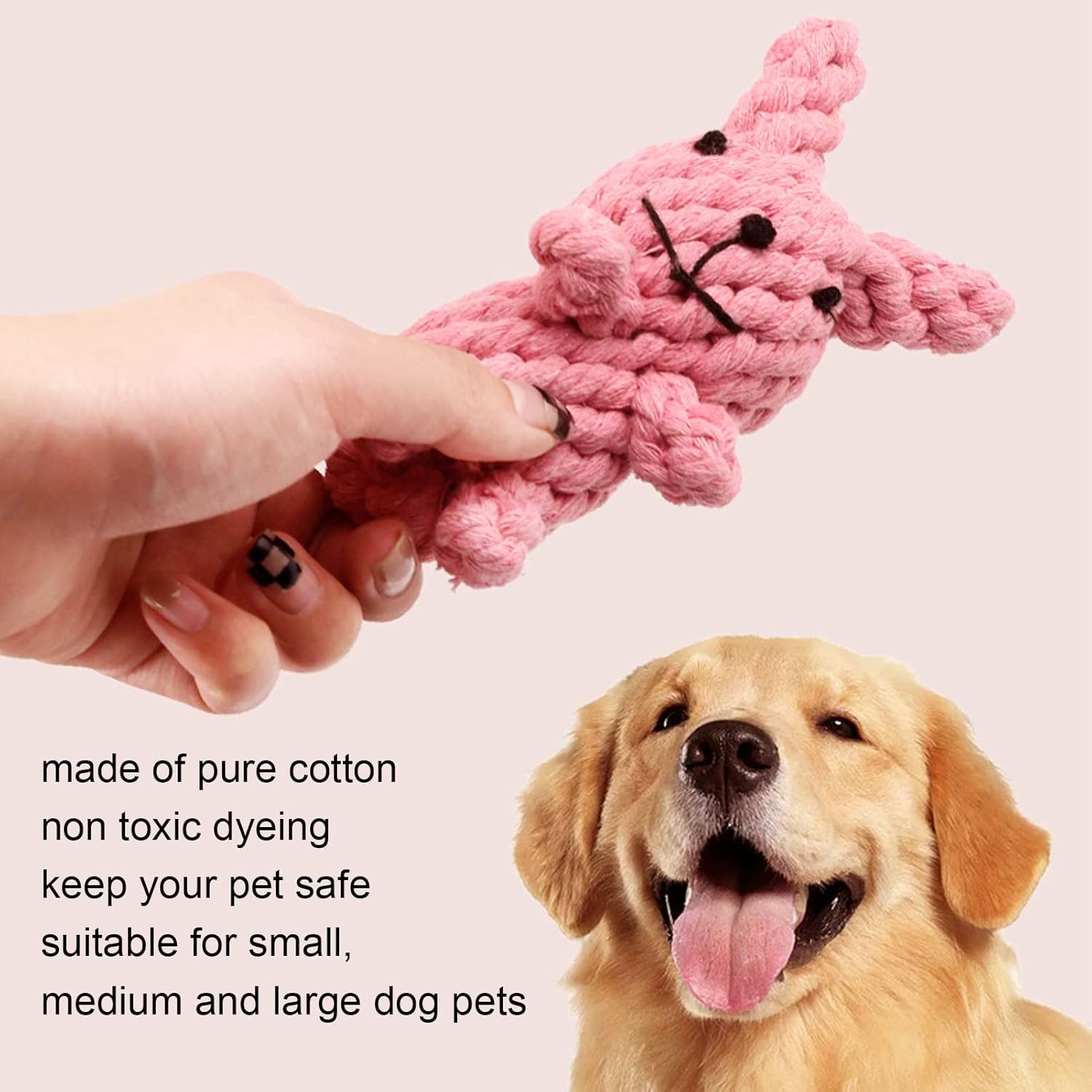 5Pcs Bite Resistant Dog Chew Toy Cotton Rope Rabbit Shape Toy Dog Molar Toy Teething Training for Small Medium and Large Dog Pets image number 6
