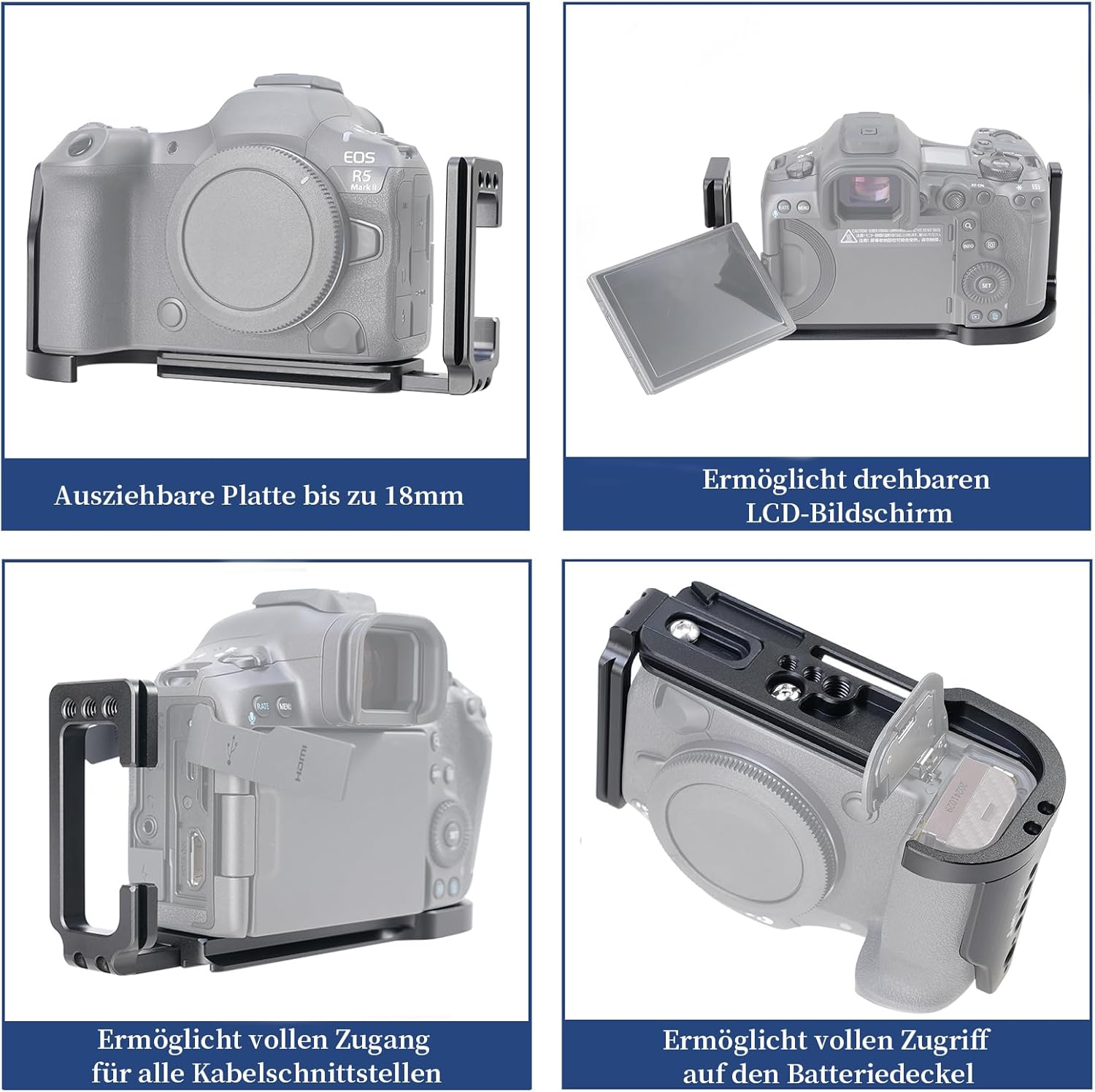 FOTGA R5II L-Bracket Handle, L-Shaped Handle with Vertical Quick Release Plate Mount for Canon EOS R5 Mark II Camera, Integrated Side Grip, Quick Release Plate Compatible with Arca Swiss image number 2