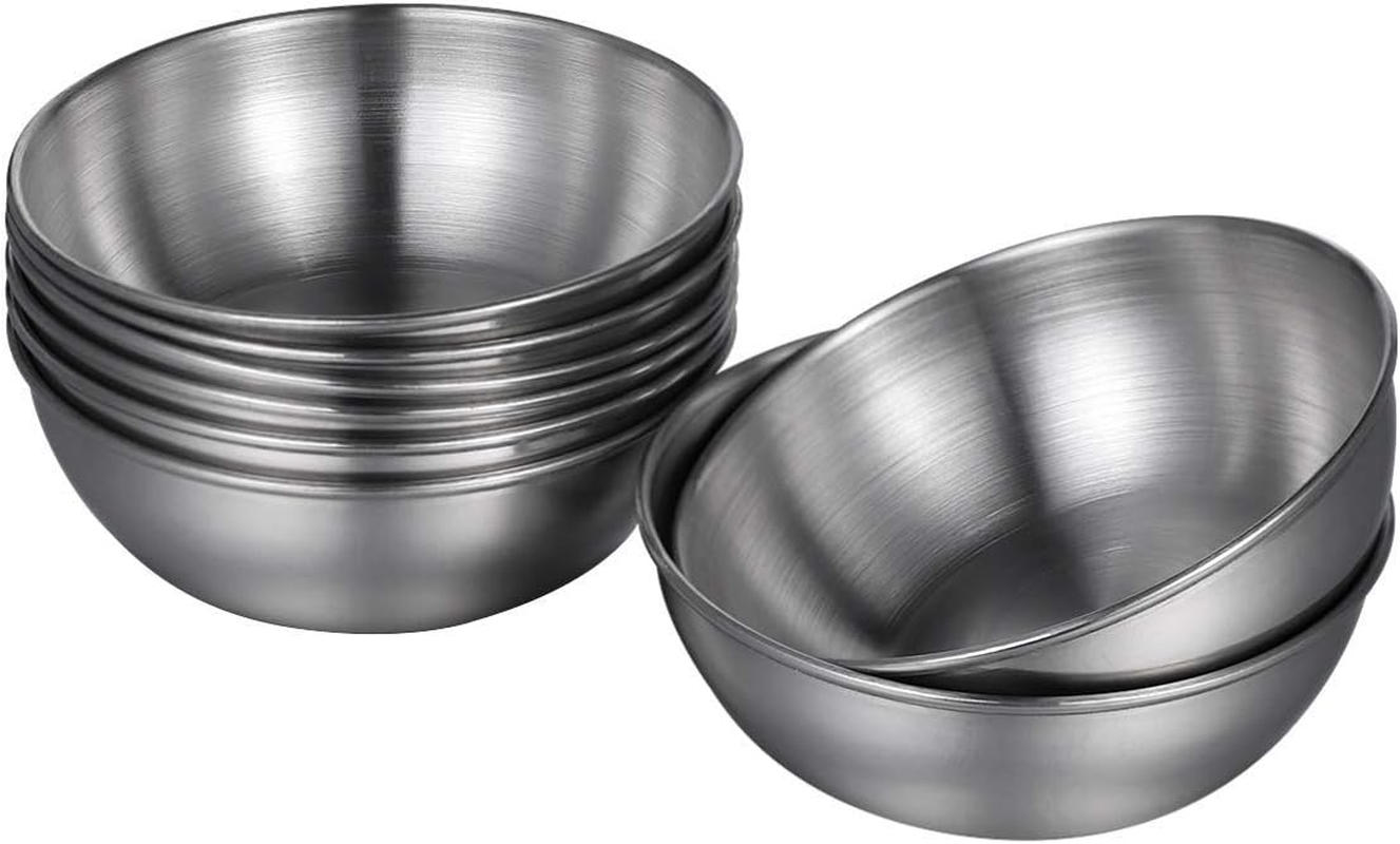 8 Pcs Stainless Steel Sauce Dishes,Dipping Bowl Dish Bowl, Salad Ketchup Dipping Bowl, Dipping Tray, Stainless Steel Butter Condiment, Mini Appetizer Tray for Home, Restaurant, image number 3