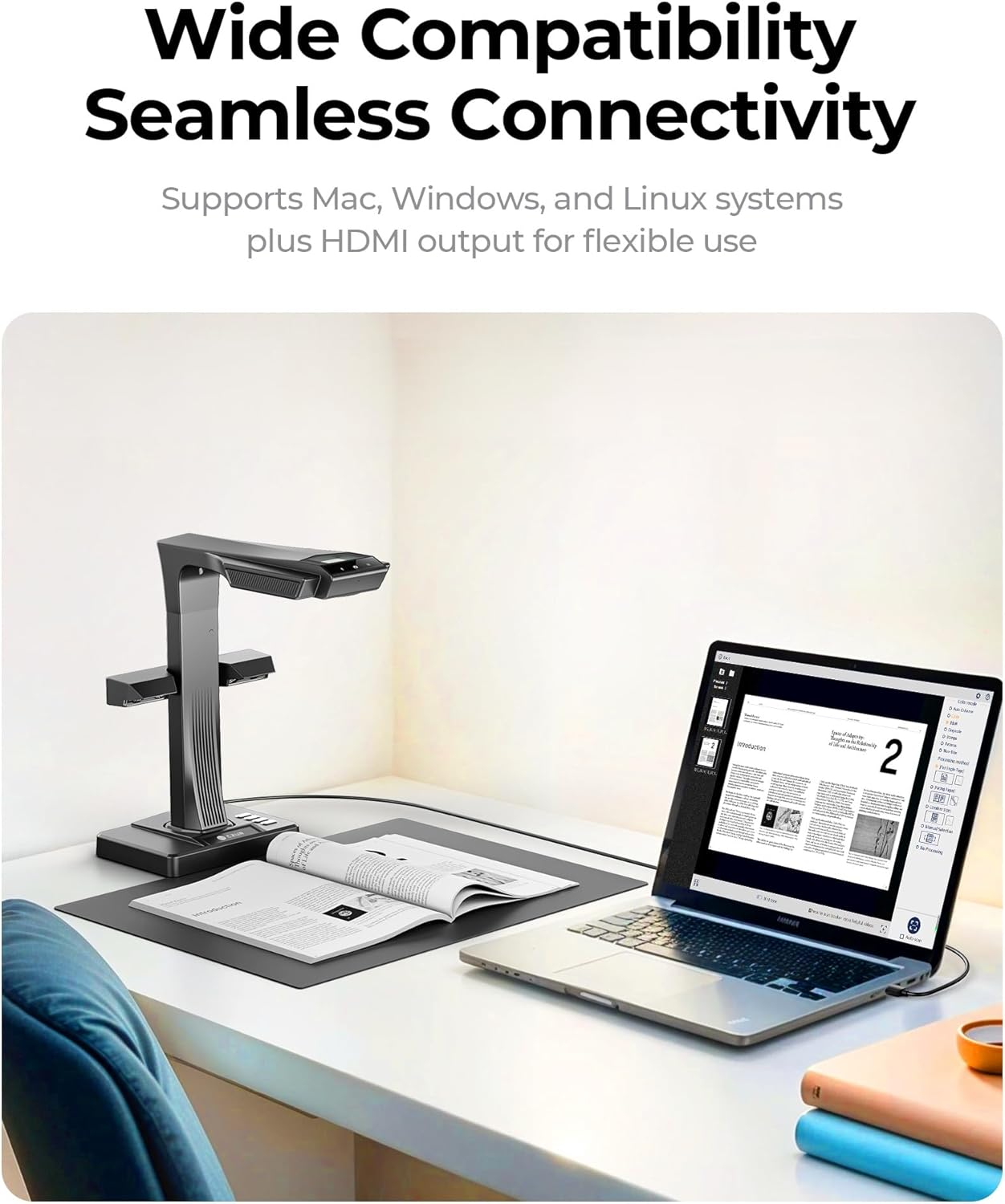 CZUR ET MAX Professional Book Scanner, 38MP 410DPI Document Camera, Laser Curve-Flatten, USB High Speed Document Scanner, 180+ Languages OCR, Capture A3, Support HDMI, for Windows/Macos/Linux image number 4