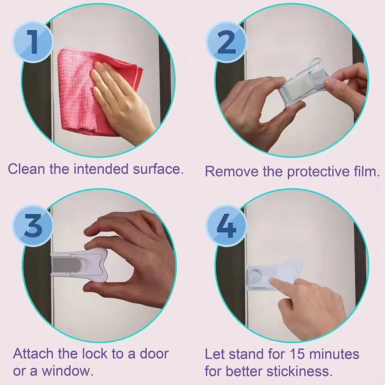 Safety Locks, Sliding Door Lock for Patio, Wardrobe, Closet, Shower, Window, Kitchen Doors Slide Glass Sliding Lock 8Pcs. image number 2