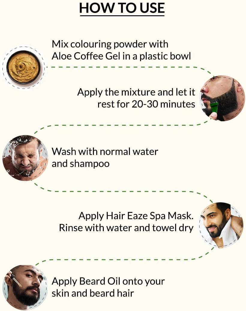 Indus Valley Natural Organic Damage Free Beard Hair Color & Moustache, Beard Dye for Grey Hair with Brush & Beard Oil Included (Black) image number 2