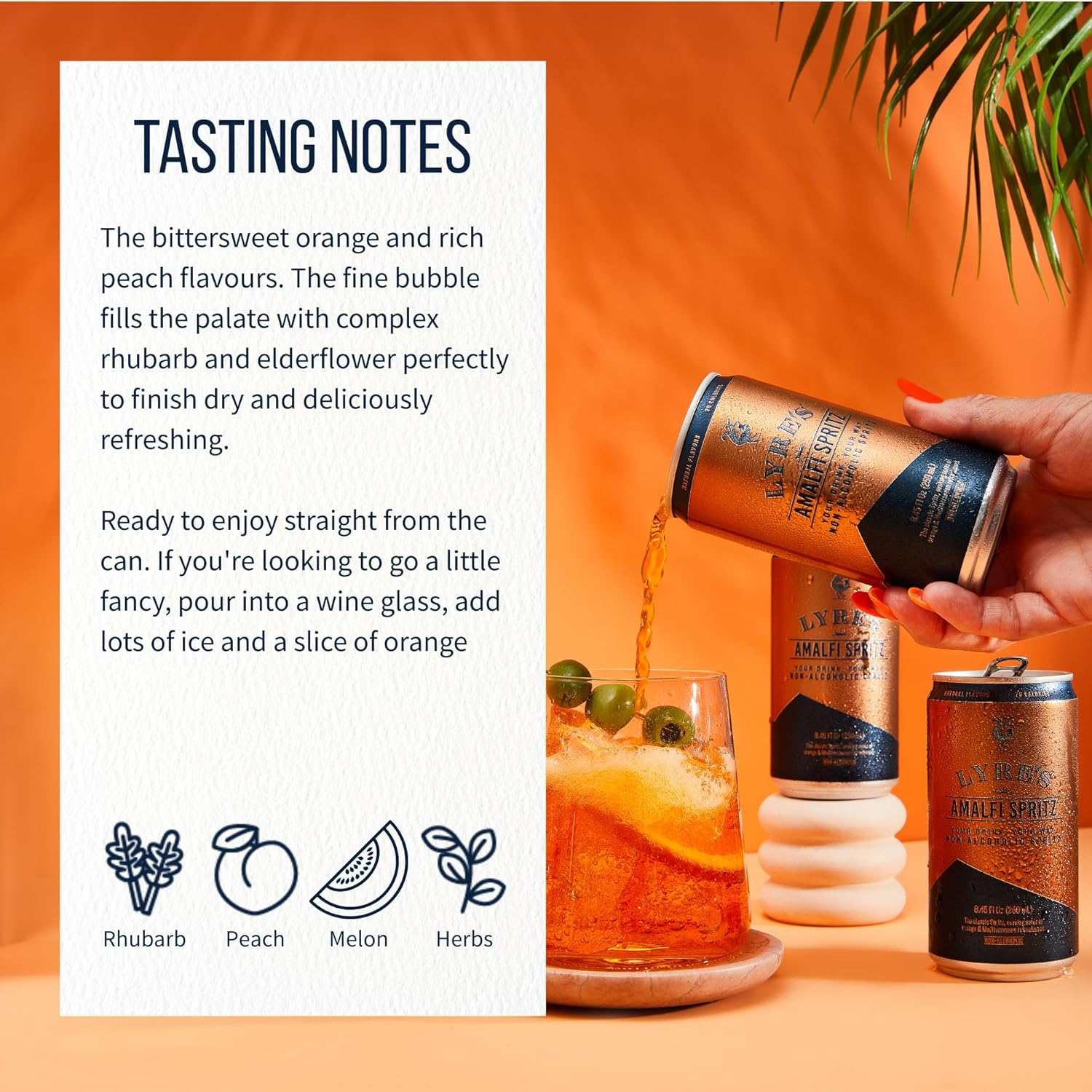 Lyre'S Amalfi Spritz 24-Pack, Ready to Drink Canned Mocktails, Award-Winning Zero Proof Italian Spritz Alternative, Alcohol Free Aperitif & Non Alcoholic Sparkling Wine, 70 Calories a Can (250Ml X 24) image number 1