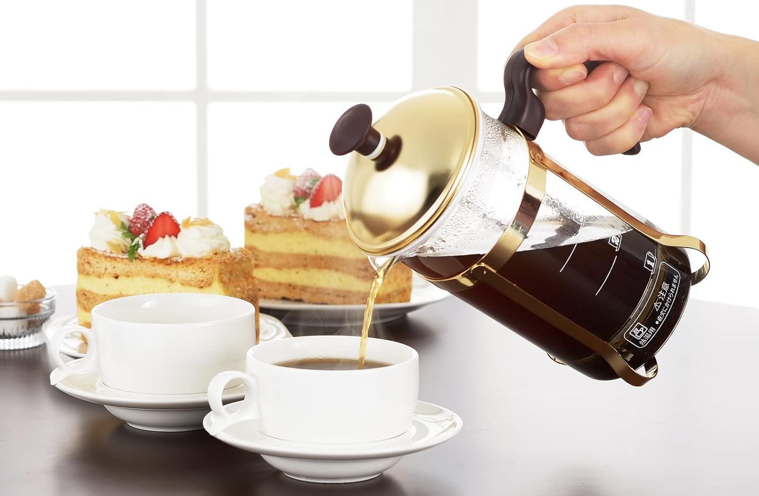 Yoshikawa SJ3306 Coffee Press, Tea Server, 25.4 Fl Oz (750 Ml), French Press, 5 Cups, Graduations, Made in Japan, Mocha Brown image number 6