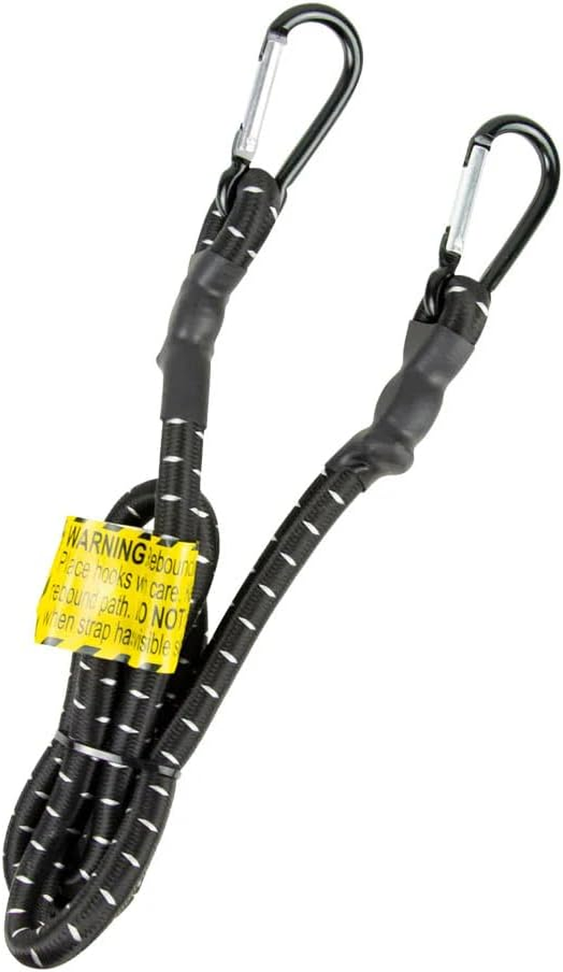 Monkey Grip Heavy Duty Octopus Strap with Carabiner Hooks, Black/White, 12 Mm Thickness X 30 Inch Length