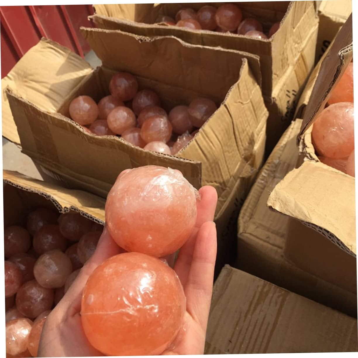 FRCOLOR Crystal Ball Salt Soap Natural Salt Minerals Stone Massage Ball for Body Scrubbing image number 1