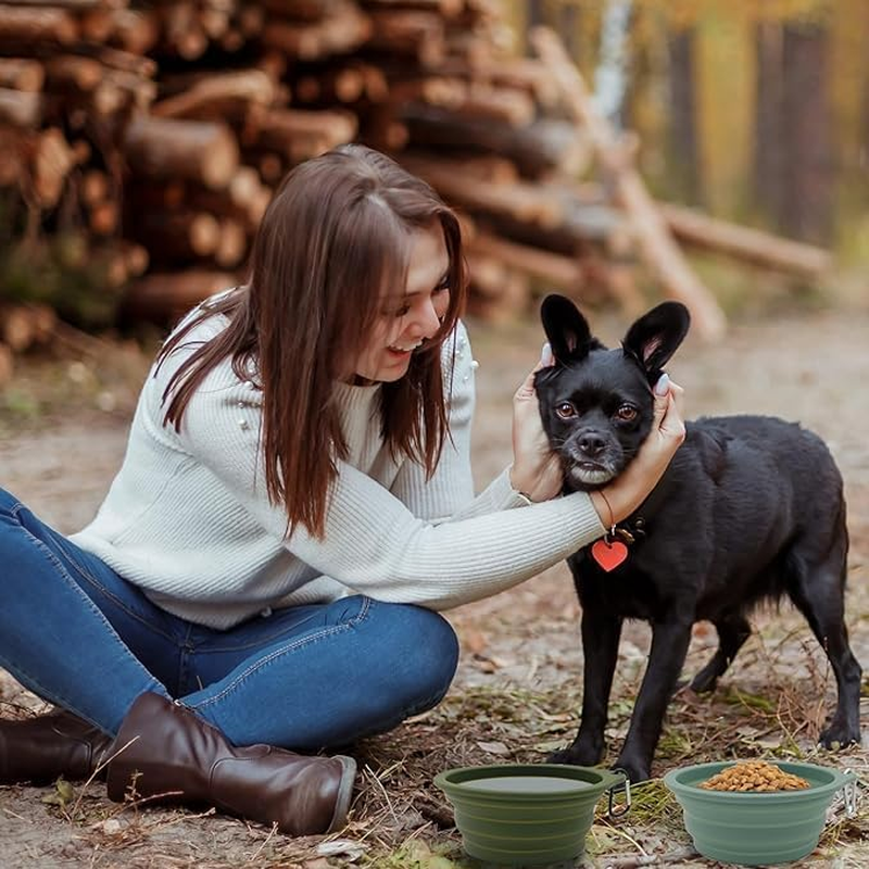 2 Pack Foldable Pet Travel Bowls (600Ml), 100% Food Grade Silicone One-Piece Molding, No Plastic Edge, Buckle Portable Pet Feeding and Drinking Tray, Suitable for Outdoor, BPA Free image number 1