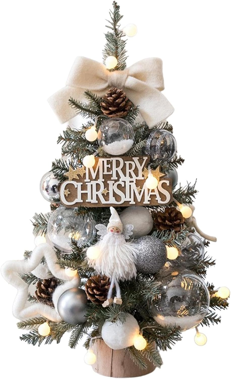 Christmas Tree with Lights - 18-Inch Portable Table Ornaments Christmas Trees - Christmas Table Centerpieces, Reusable Happy Christmas Decoration Set for Desks image number 5