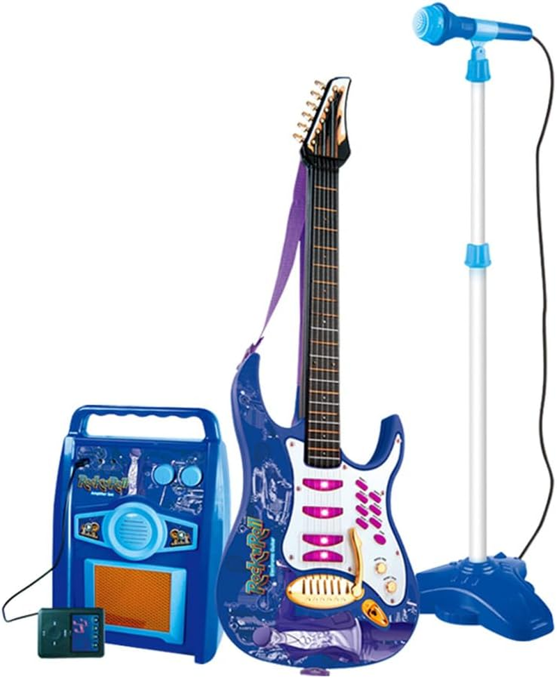 Karaoke Microphone Guitar Musical Set Multifunctional Musical Instruments Kits Adjustable Volume Enclosed Knobs Electric Guitar with Microphone Amplifier