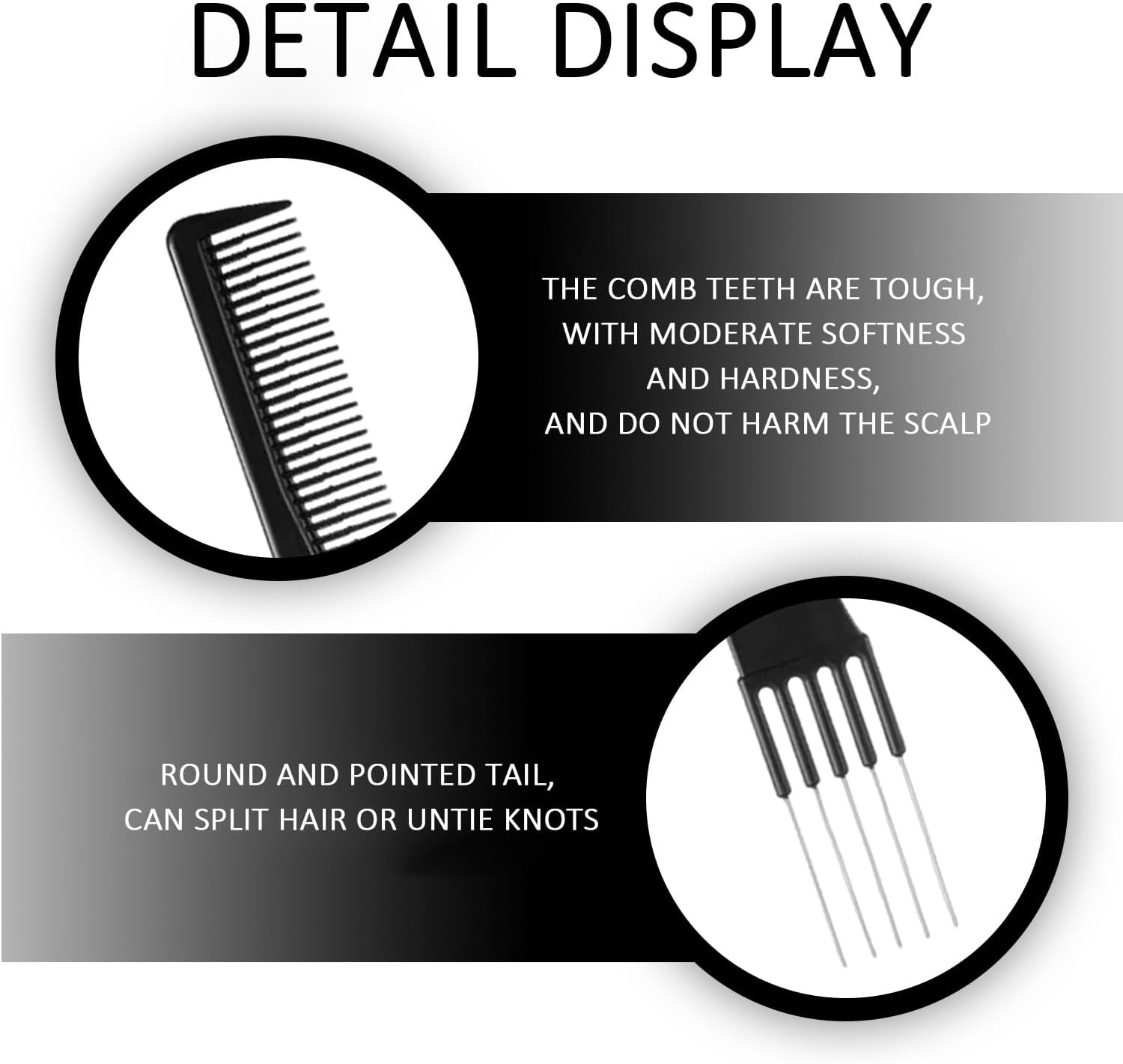 2 Pieces Needle Comb and 2 Pieces Pointed Tail Comb, Hair Comb, Women'S Comb, Protruding Comb, Fine Tooth Comb, Metal Comb, Forked Comb image number 2