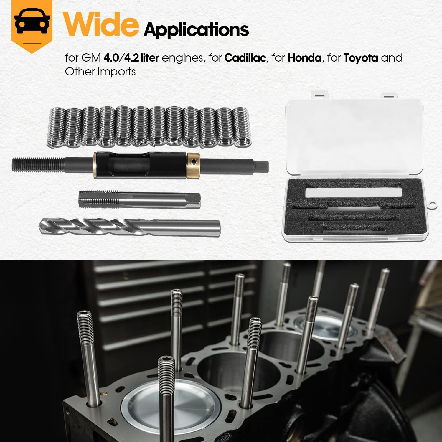 Dearchan 35119S Metric Head Bolt Thread Repair Kit for Cadillac, for Honda, for Toyota, Metric Head Bolt Thread Repair - M11 X 1.5 image number 5