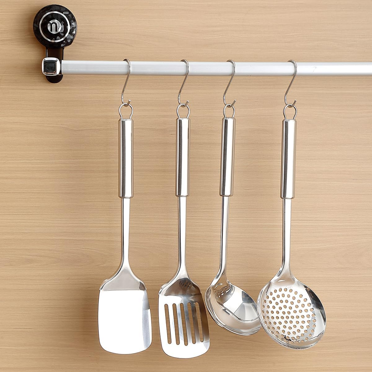 Reanea Stainless Steel Cooking Utensils Set 4 Pieces, Kitchen Tools Set Include Metal Spatula Set, Kitchen Skimmer, Soup Ladle, Kitchen Gadgets Essentials New Home Must Have image number 3