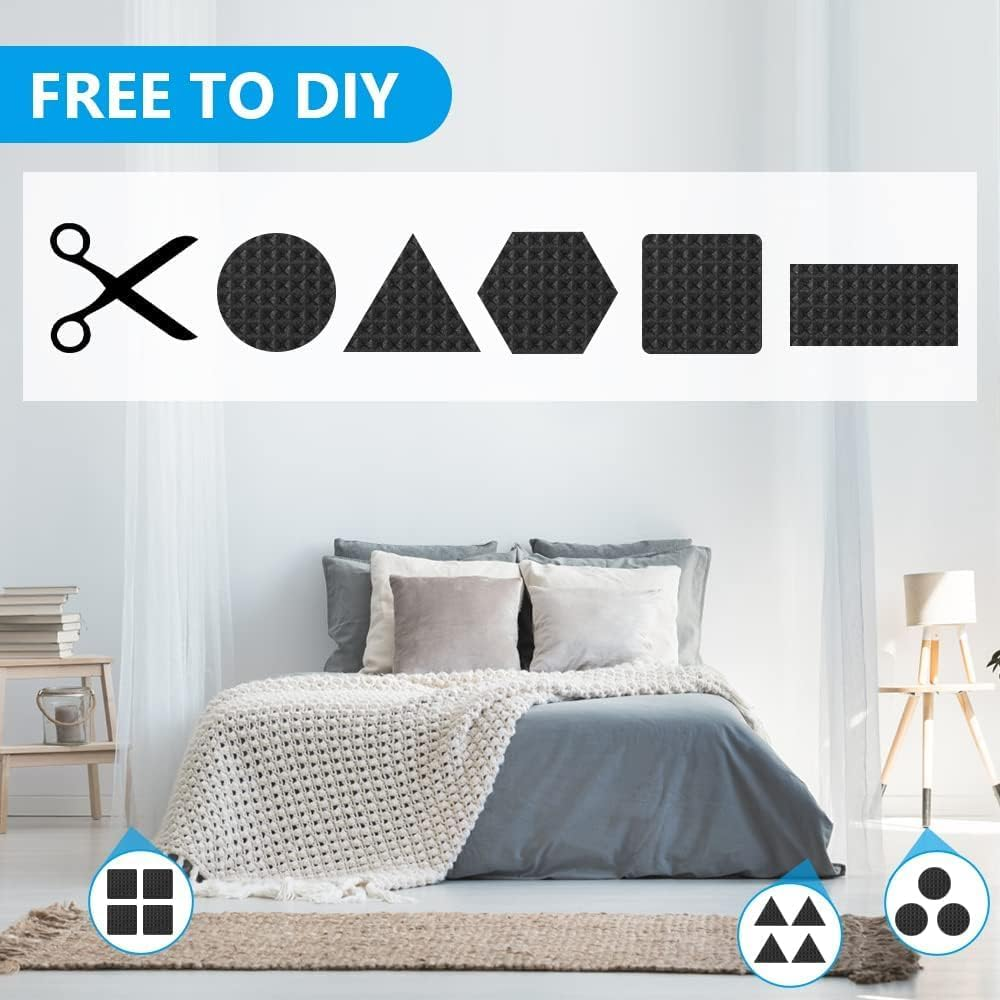 64Pcs Non Slip Furniture Pads Floor Protectors, Rubber Pads for Furniture Feet, Dense, Premium Chair Feet Protectors, Floor Protector Pads (38Mm,32 Squares and 32 Rounds) image number 6