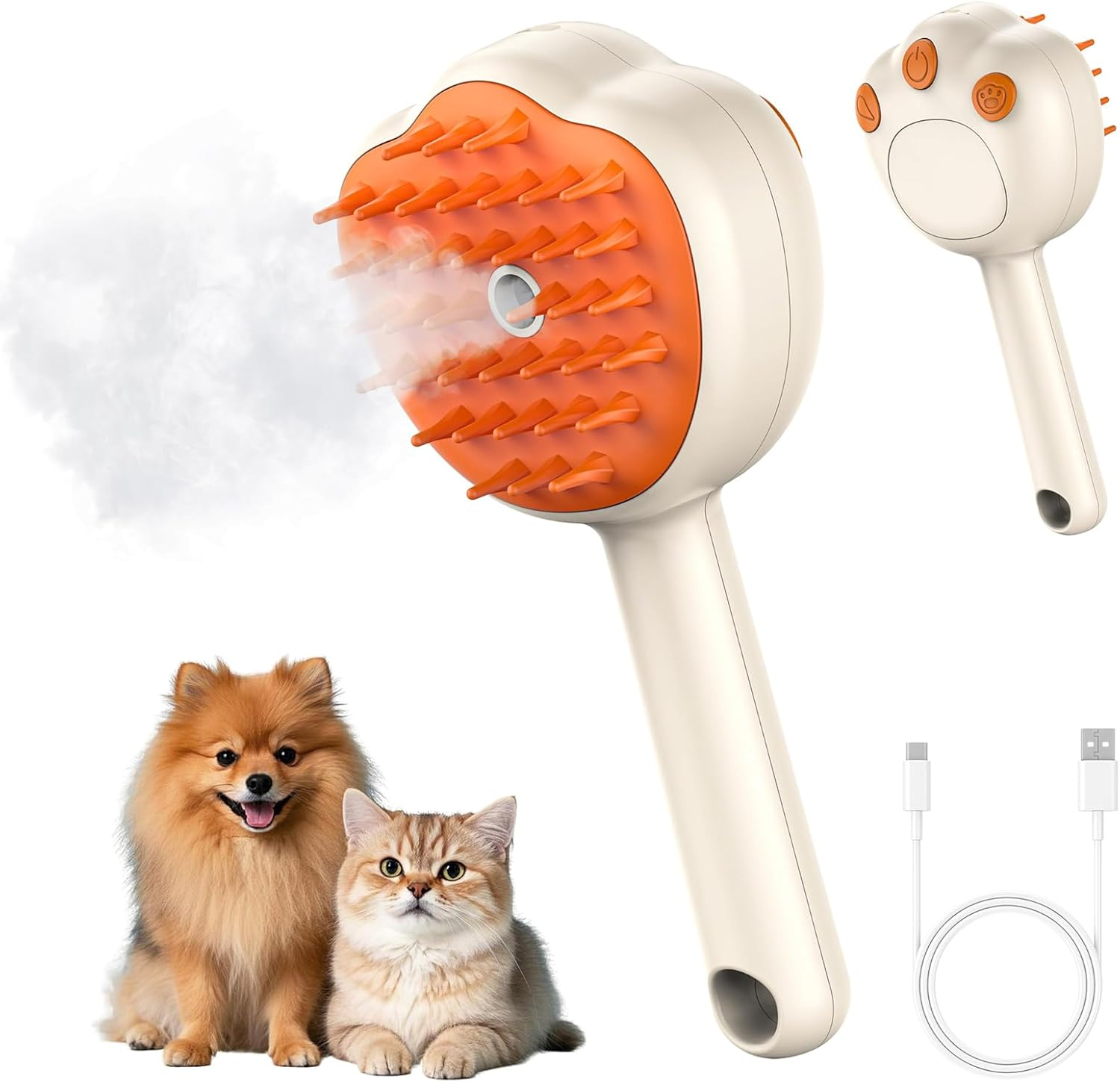 XIULIUU Cat Brush with Steam Spray, 6-In-1 Pet Hair Remover, Steamy Skin Friendly Deshedding Grooming Tool, Suitable for Shedding & Haired Pets, Anti-Static Cats & Dogs Spray Hair Removal Comb image number 5