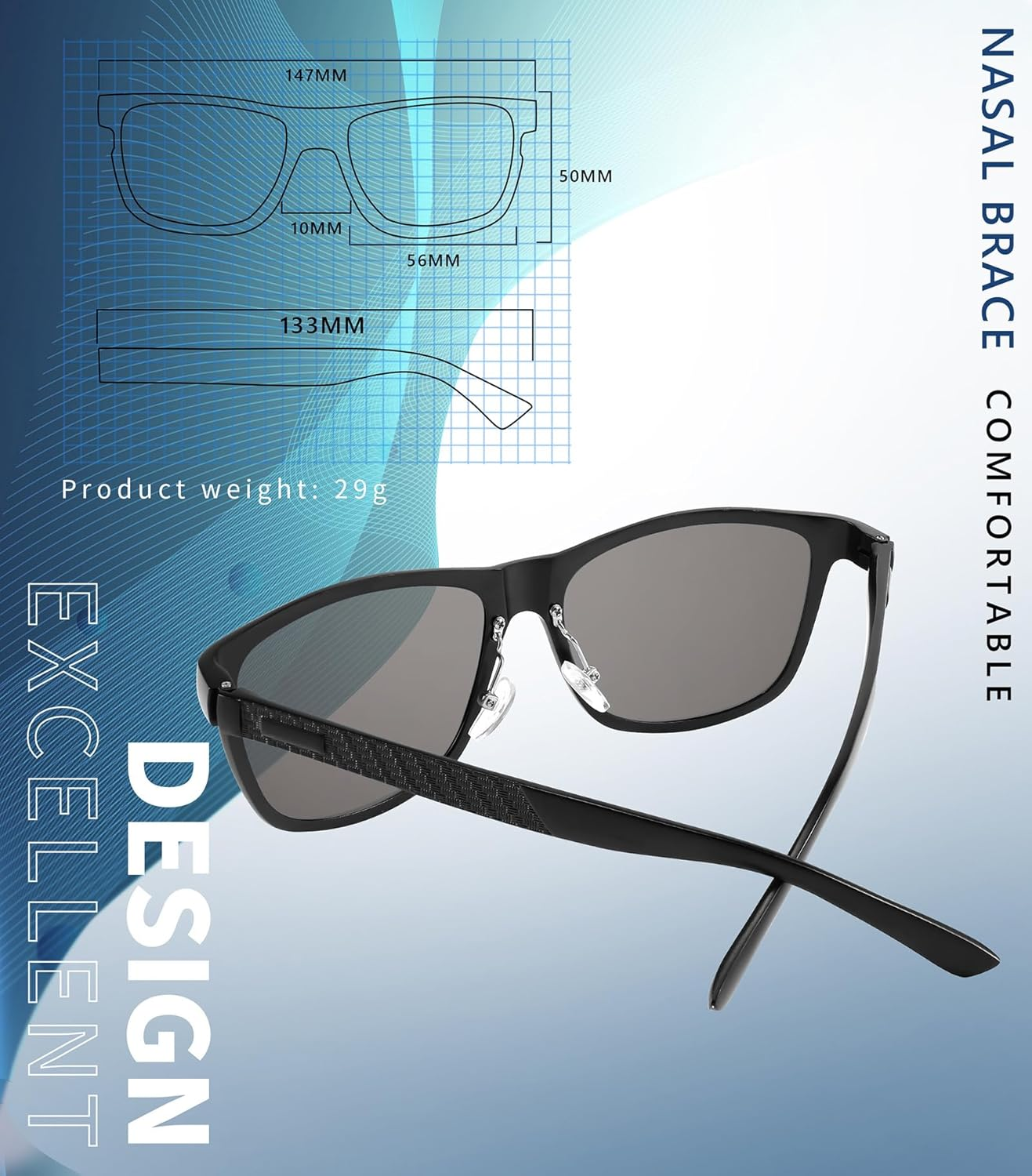 FEISEDY Classic Square Polarized Sunglasses for Men Vintage Trendy Retro Shades B1038 image number 6