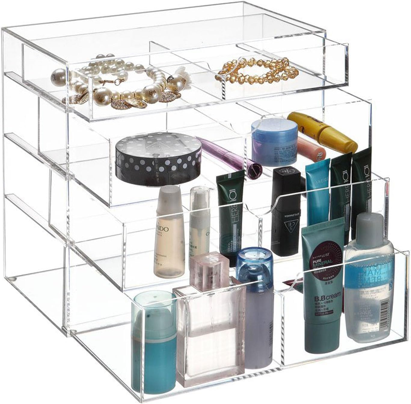 Vencer Acrylic Makeup Organizer Holder Box with 4 Removable Drawers VMO-016 image number 4