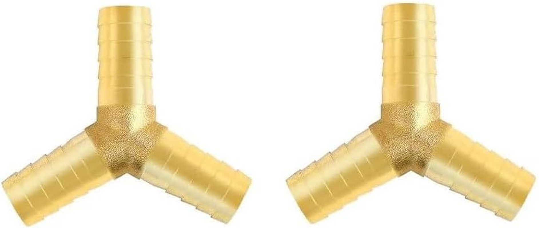Liyquint 2Pcs Brass Barbed Connector 3-Way Y-Shaped - Heavy Duty Fuel/Hose Splitter, Universal Gas/Water/Oil Fittings for Garden/Irrigation/Boiler Systems (8Mm)