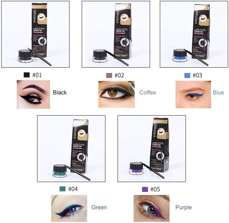 Waterproof Eyeliner Gel Eye Makeup Cream Cosmetics Portable Multifunctional Palette Eye Liner Cream Purple - Purple image number 5