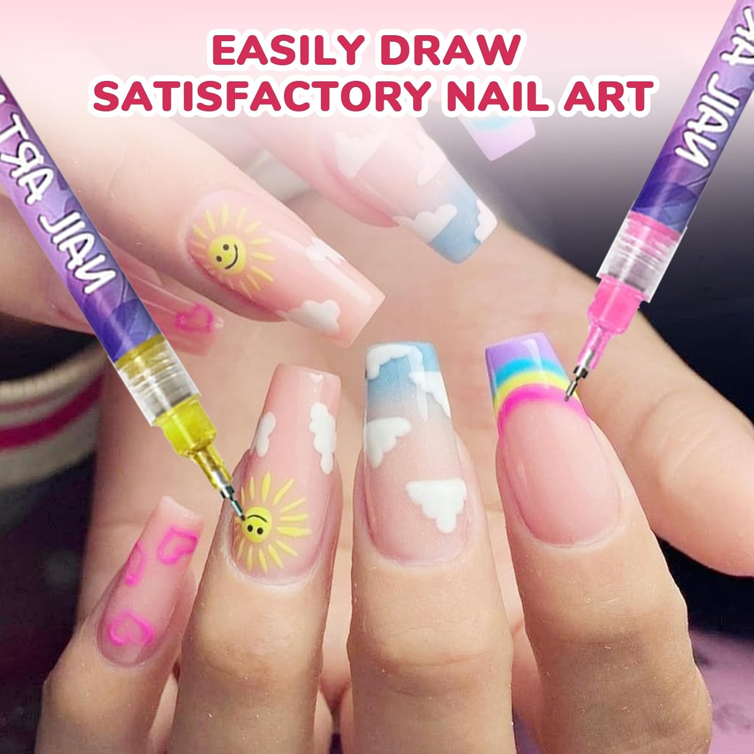 12 Colors Nail Art Pens Set,Vibrant Colors 12 Piece Nail Pens,0.5Mm Fine Tip Portable Plastic Nail Art Tools for Home Nail Salon on the Go image number 3