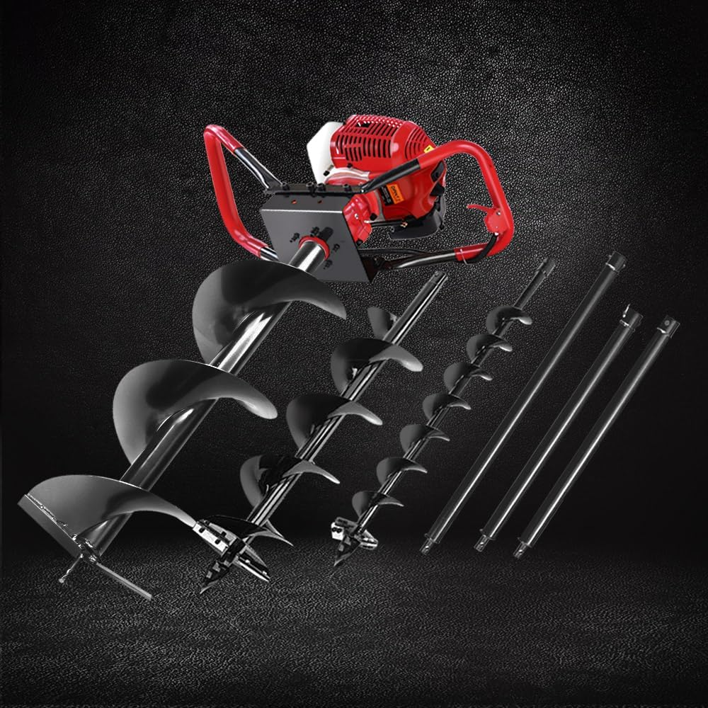 Giantz Post Hole Digger 65Cc Garden Auger Ground Drill Bit Set Power Tools Hand Tool Gardening Accessories Gifts for Seedlings, Flowers Plant Fence Extension, 3M Depth 100/200/300Mm Diameter image number 4