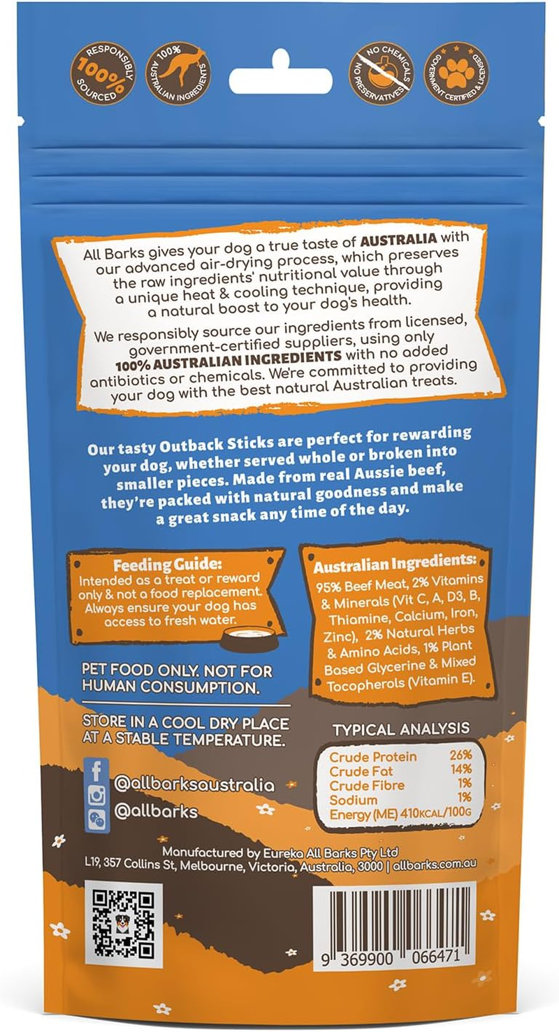 ALL BARKS Outback Sticks - 100% Real Aussie Beef - Natural, Grain-Free, Australian Dog Treats - Snacks, Treats & Rewards for Your Dog - 110G - Approx 8 Sticks per Bag image number 4