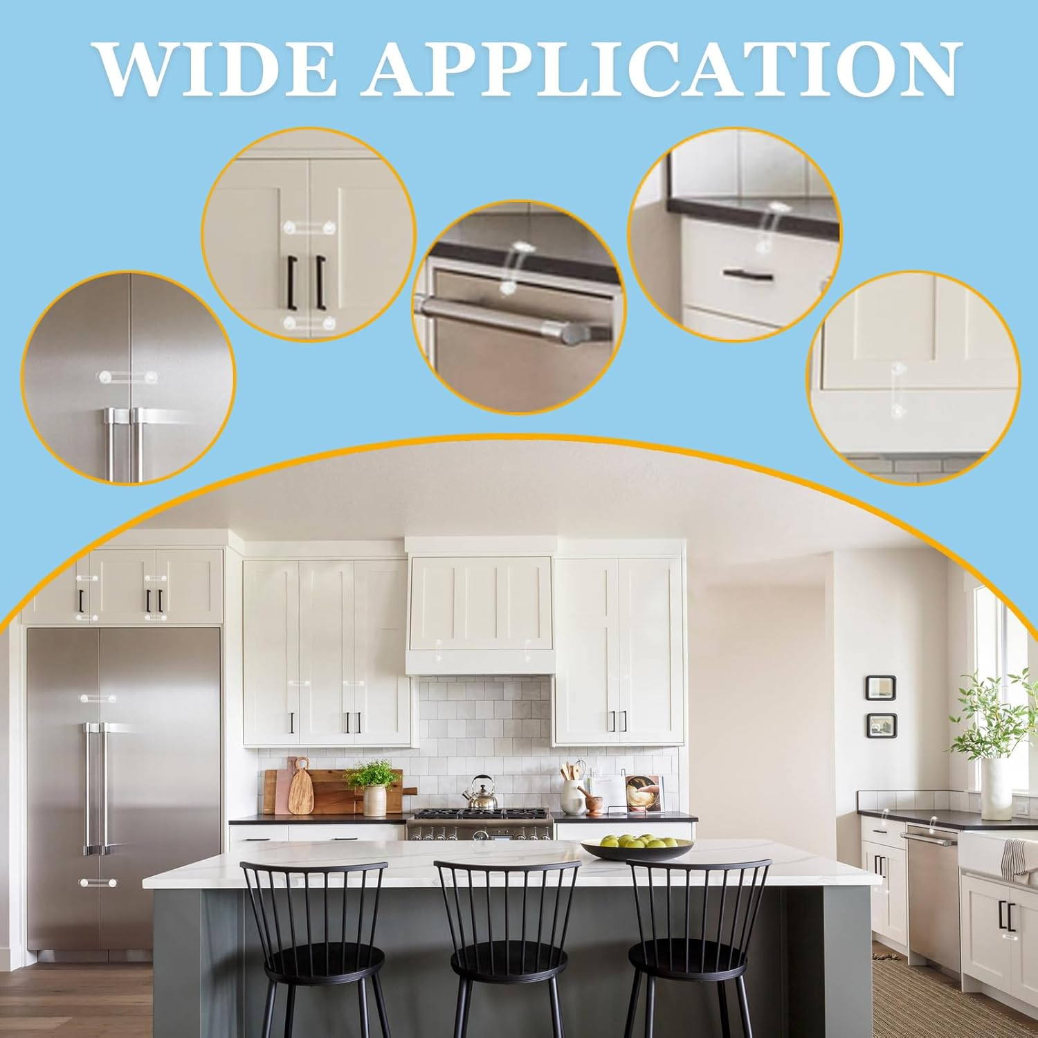 20Pcs 11Cm 16.5Cm Child Safety Cabinet Locks, Baby Drawer Locks with 3M Adhesive Pads Child Safety Locks for Cabinets and Drawers Baby Proofing Latches to Drawer Door Fridge image number 3