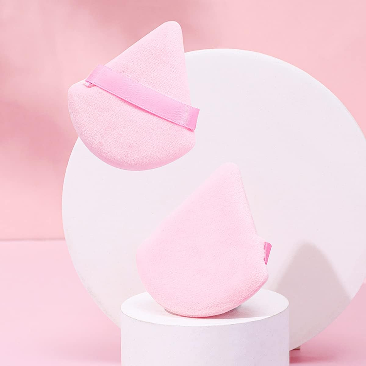 Powder Puff Pink Triangle Setting Powder Puffs Face Beauty Blender 2Pcs Makeup Sponge Face Make up Puff Soft Velour Loose Cosmetic Foundation Beauty Contouring image number 1