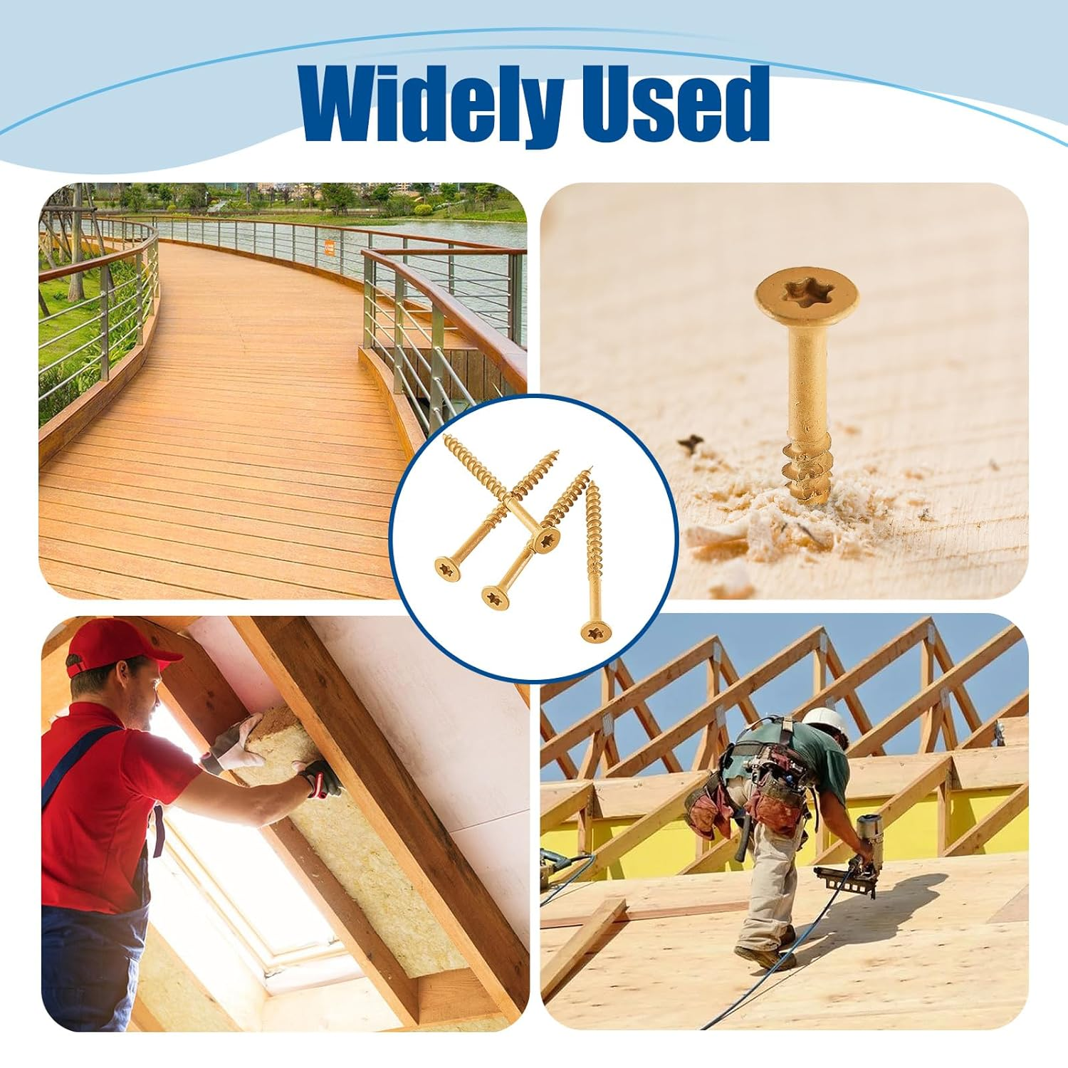 ANCHOREASE Wood Screws #9&times;3&Prime;, 300 Pcs, Torx/Star Drive Head Deck Screw, Rust Resistant, Exterior Epoxy Coated, Outdoor Decking Screws, Tan