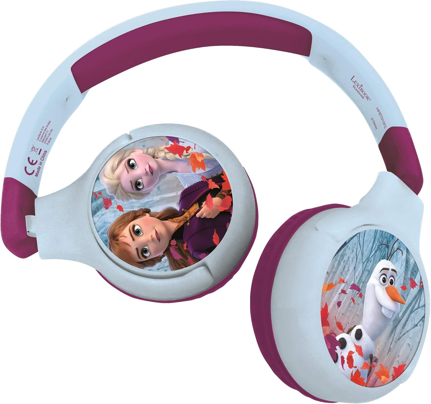 Lexibook Disney Frozen 2-In-1 Bluetooth Headphones for Kids, Stereo Wireless Wired, Child Safe for Boys Girls, Foldable, Adjustable, Blue/Purple, HPBT010FZ, Frozen image number 5