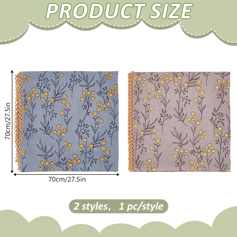 WEBEEDY 2 Styles Large Cotton Bandana Headband Square Floral Bandanas for Women Men, Head Wraps Hair Scarf Handkerchief Protective Coverage for Boho Beach Camping Gifts, 70X70 Cm image number 4