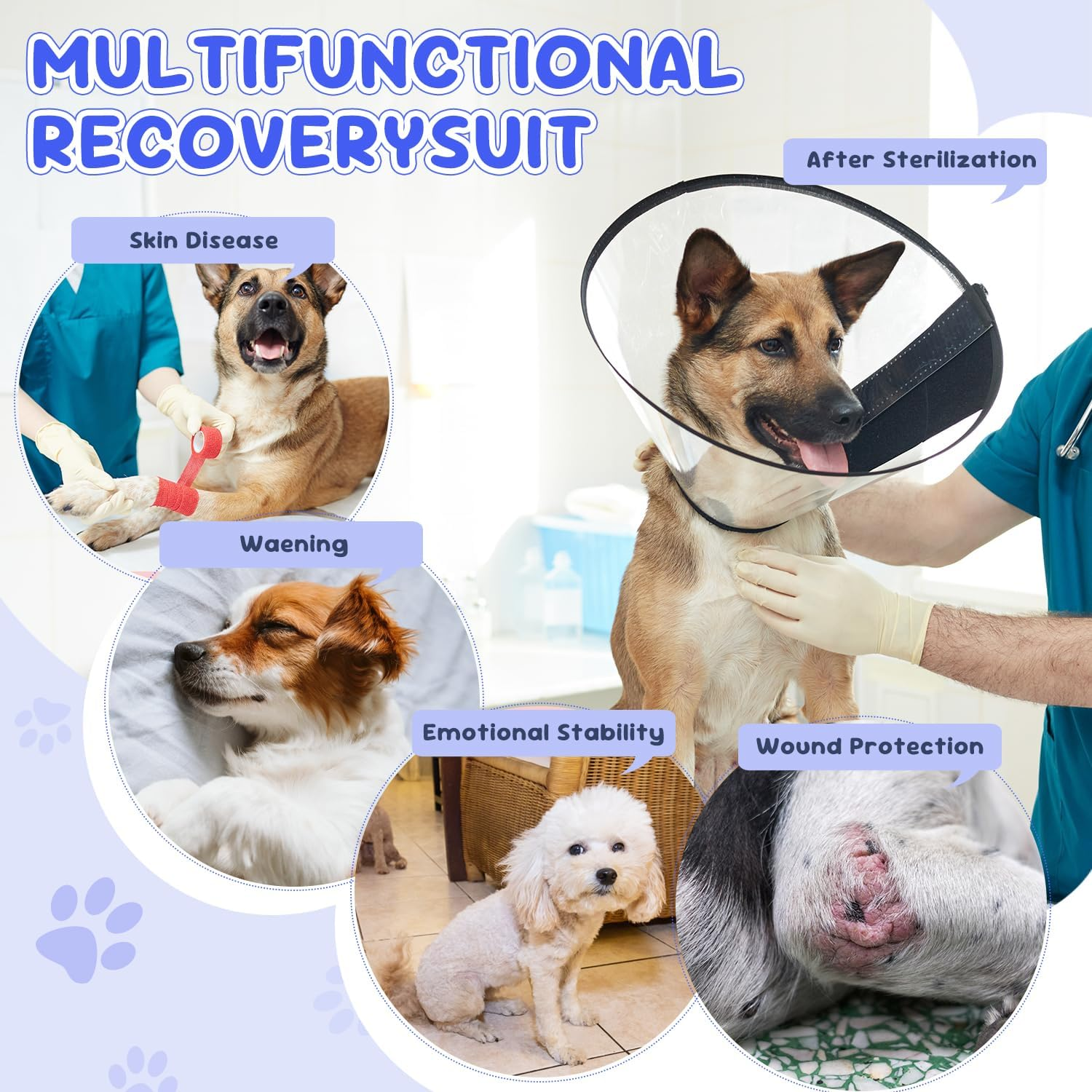 Slowton Dog Recovery Suit after Surgery - Dog Surgical Recovery Suit for Female Male Pet Bodysuit, anti Licking Pet Pajama Onesie E-Collar Cone Alternative, Small Medium Large Surgical Clothes image number 3