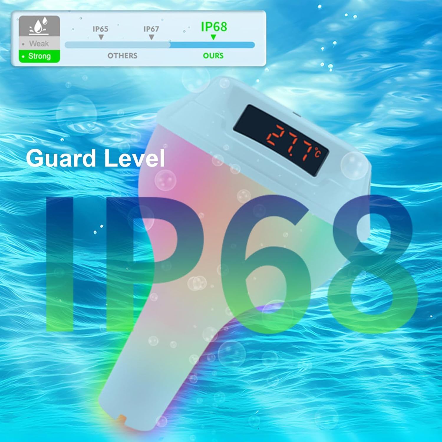 Wireless Floating Pool Thermometer Colorful Light Change Swimming LED Display Indoor Outdoor Temperature Detector Hot Tub IP68 Rainproof Long-Lasting Solar Charging image number 1