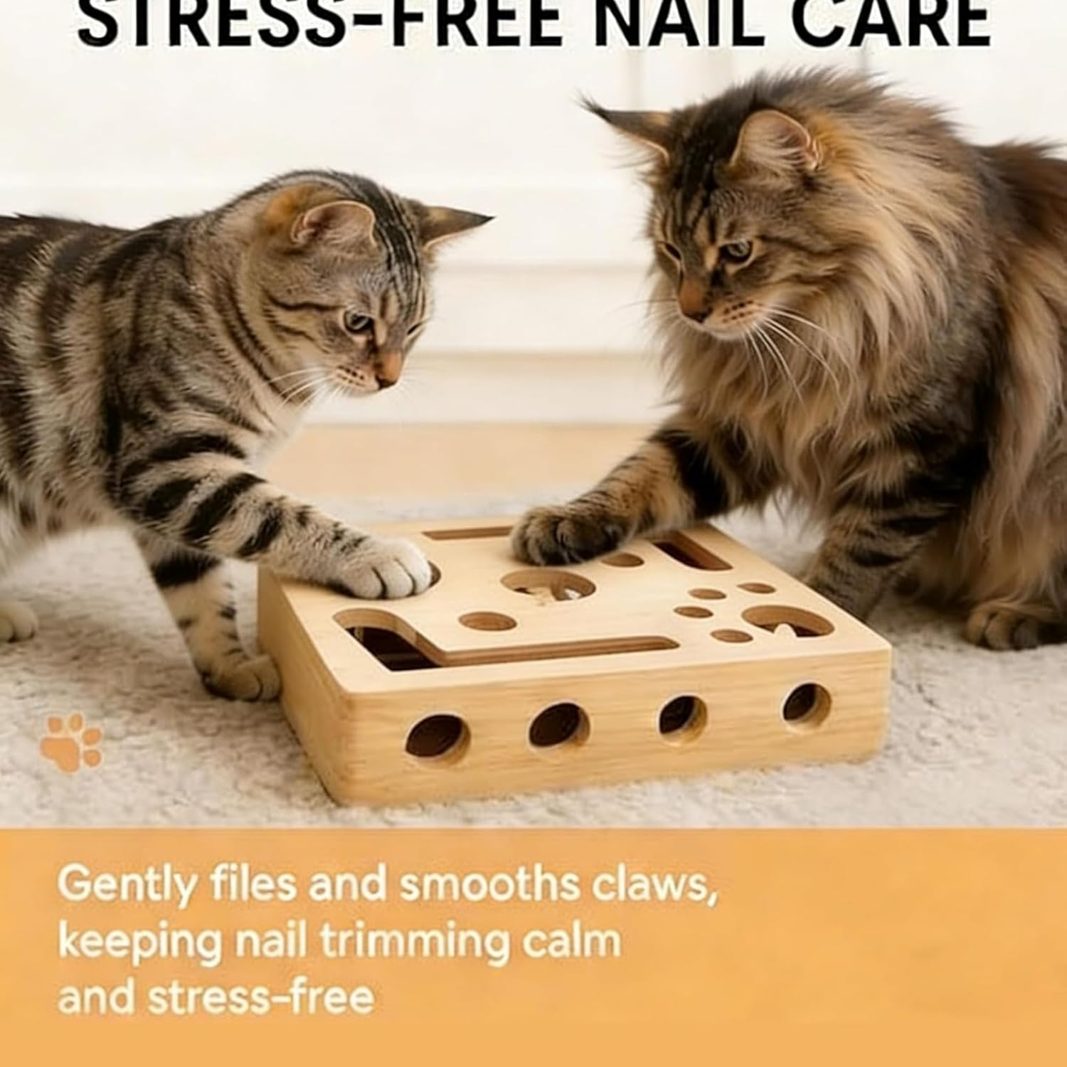 Cat Nail File Enrichment Box, Cat Scratch Puzzle Enrichment Box, No More Nail Clipping & Keep Furniture Away from Claws, Stress-Free Alternative to Claw Clippers & Grinders image number 5