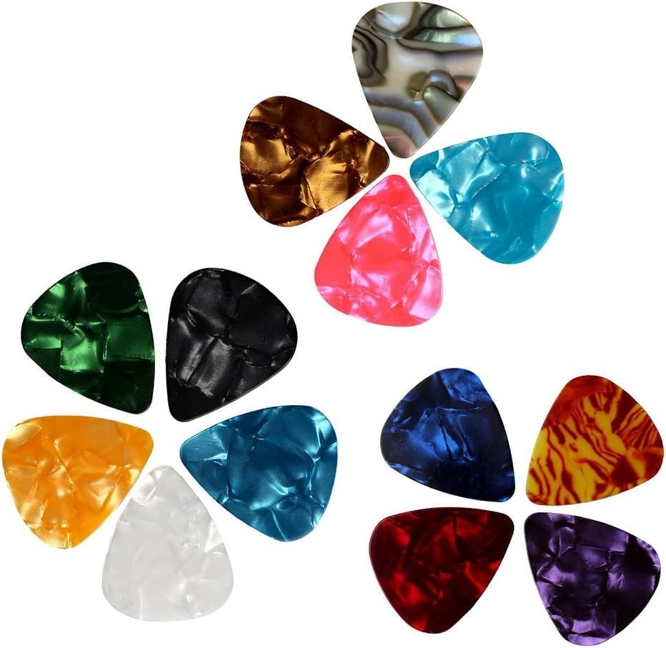 16 Pack Guitar Picks with Organizer Storage Box, 3 Different Thickness Colorful Celluloid Guitar Picks Plectrums for Acoustic Guitar, Electric Guitar, Bass, Ukulele - Colorful-12 image number 6